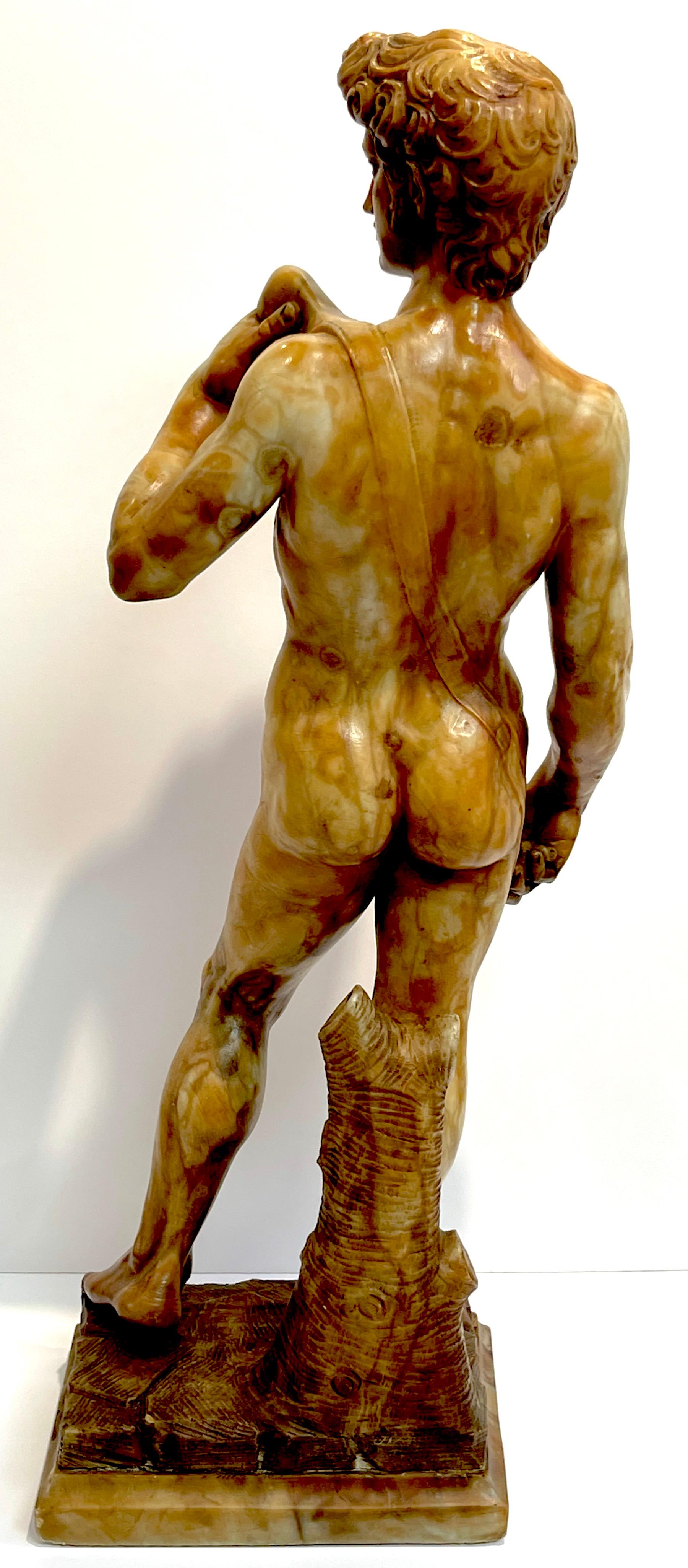 Grand Tour Tortoiseshell Quartz/Mable Sculpture of Michelangelo's David For Sale 6