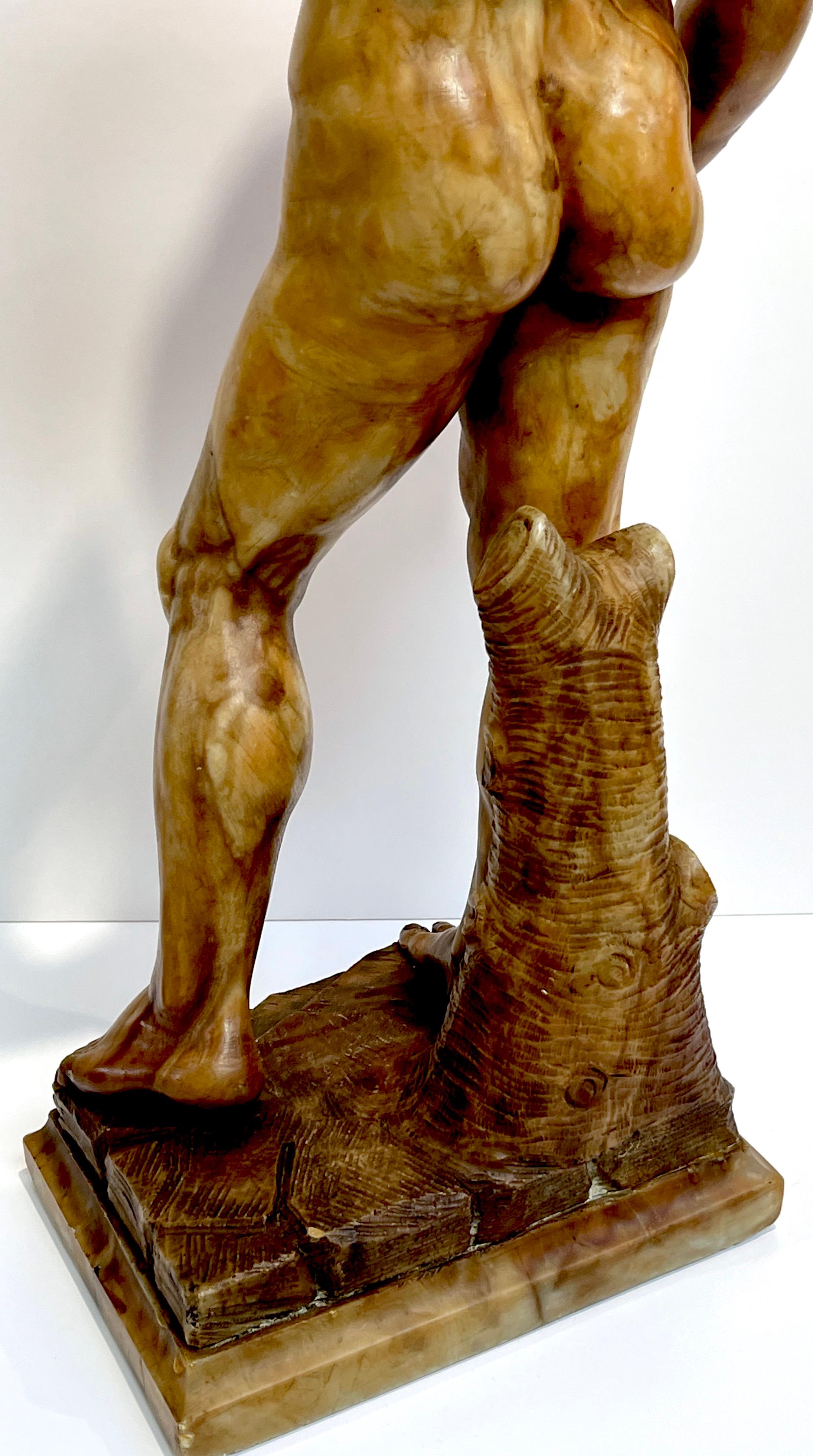 Grand Tour Tortoiseshell Quartz/Mable Sculpture of Michelangelo's David For Sale 7