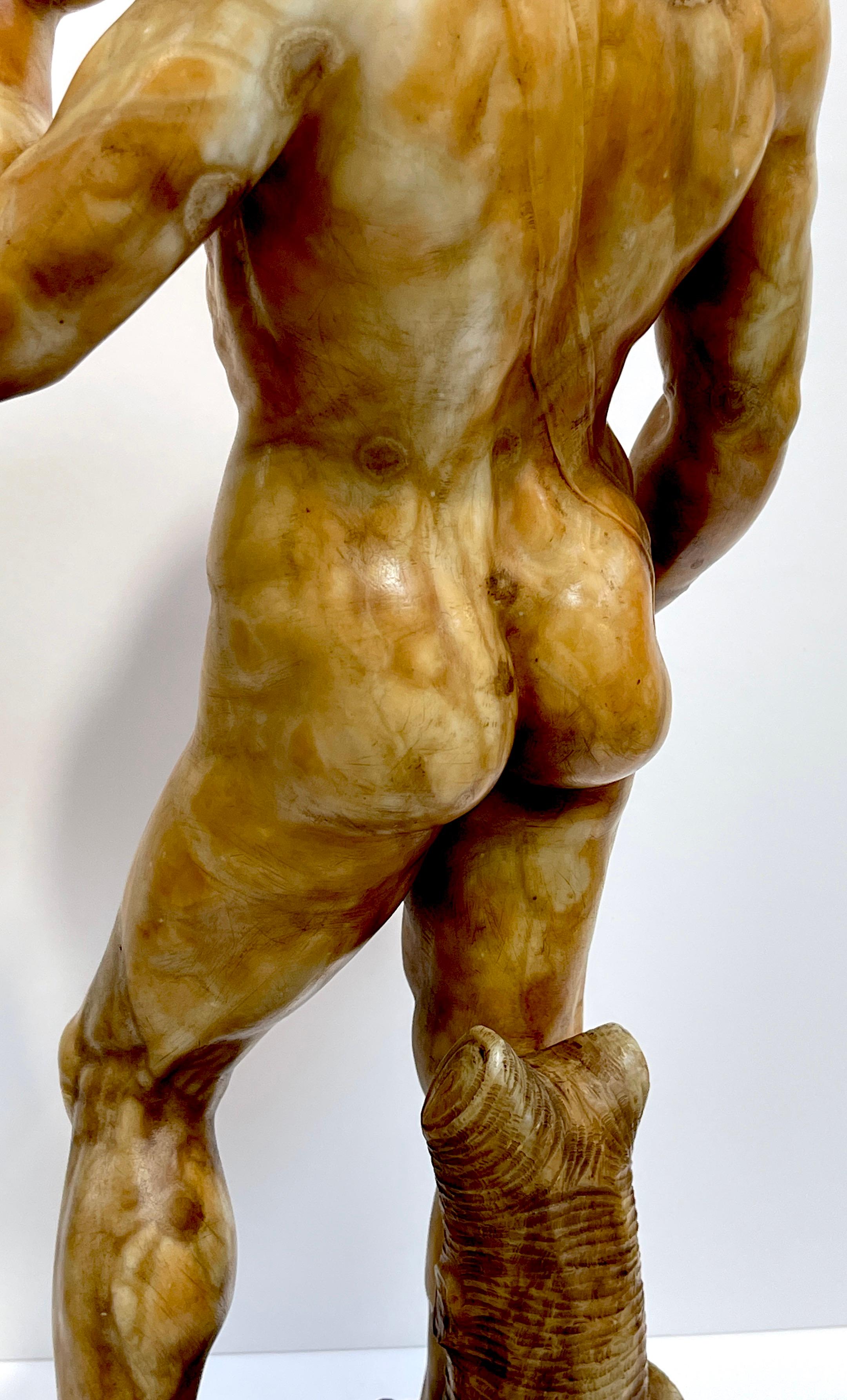 Grand Tour Tortoiseshell Quartz/Mable Sculpture of Michelangelo's David For Sale 8