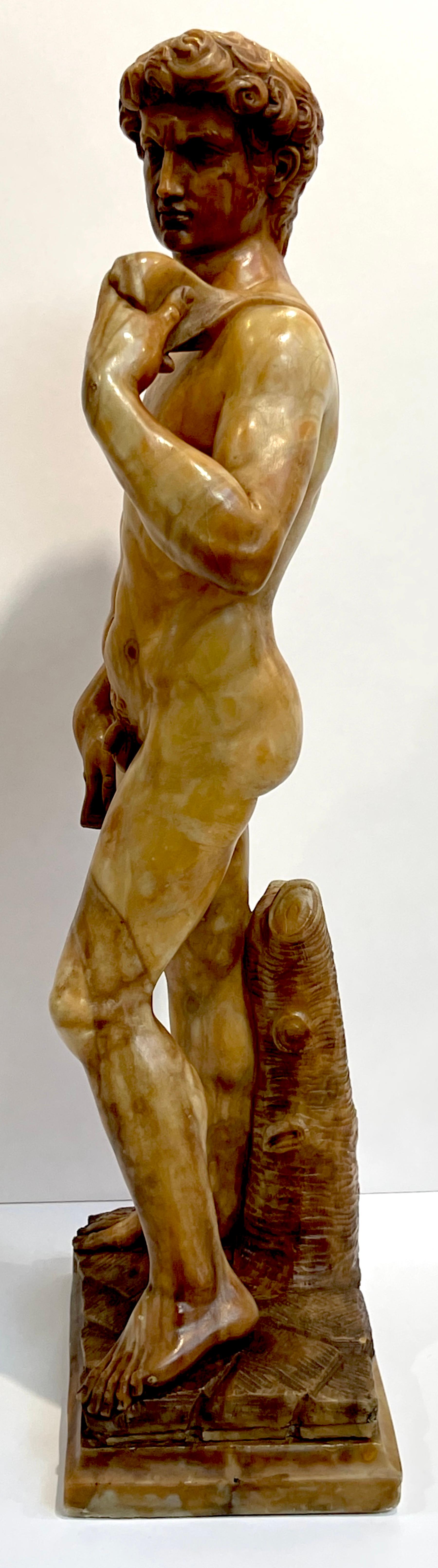 Grand Tour Tortoiseshell Quartz/Mable Sculpture of Michelangelo's David For Sale 9