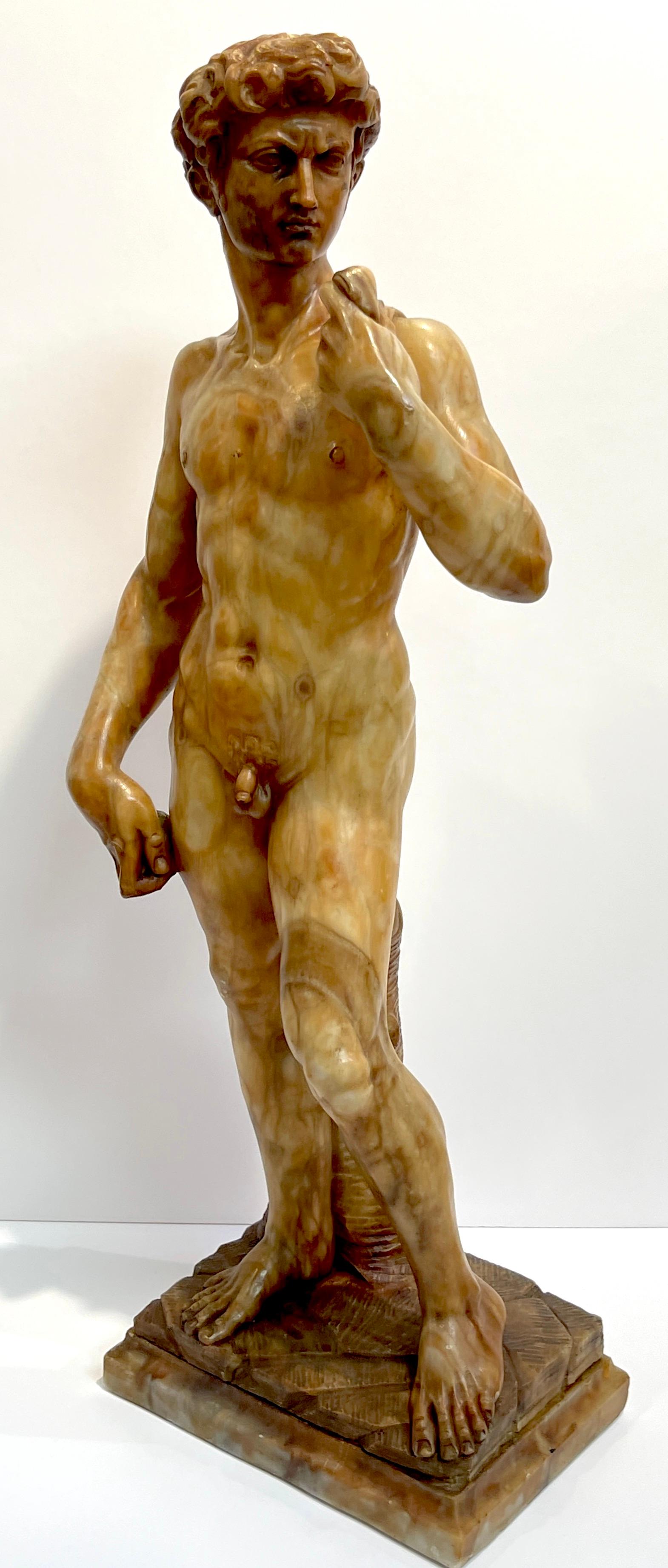 Grand Tour Tortoiseshell Quartz/Mable Sculpture of Michelangelo's David For Sale 10