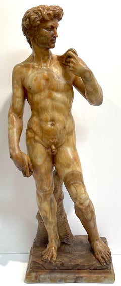 Sculpture Grand Tour de David de Michel-Ange en quartz et marbre écaille de tortue