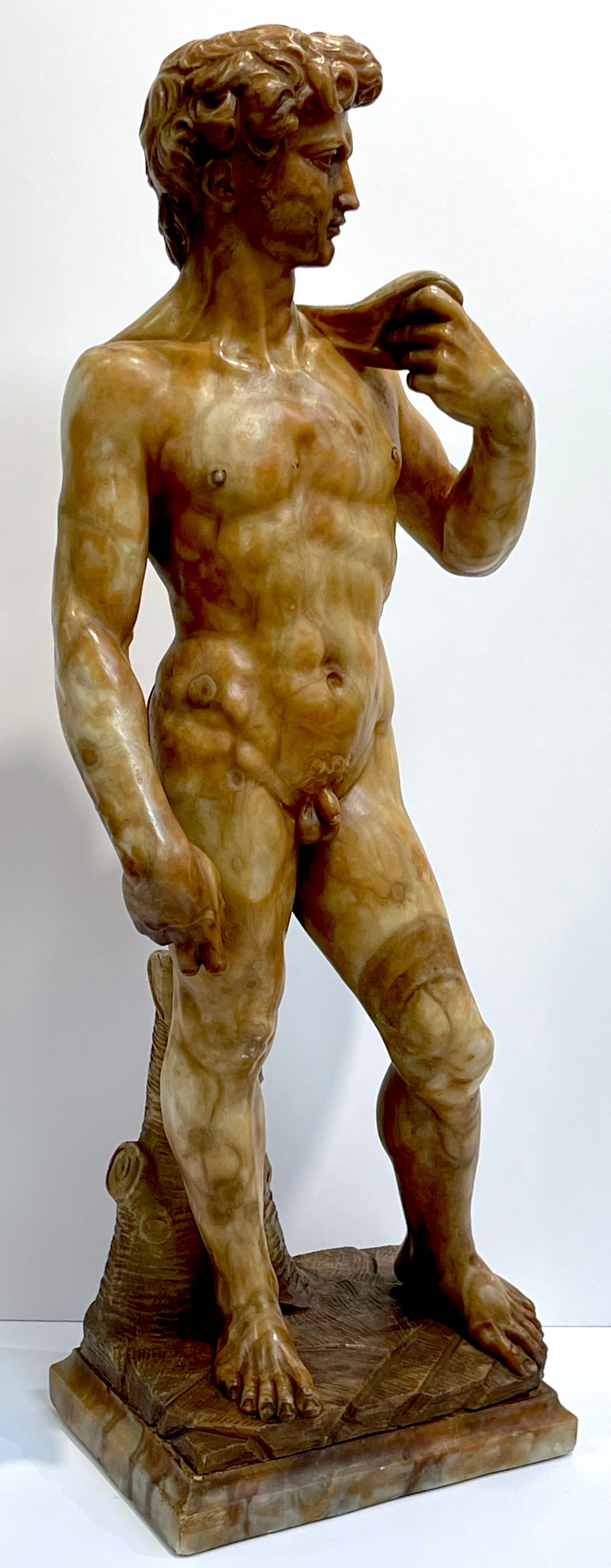 20th Century Grand Tour Tortoiseshell Quartz/Mable Sculpture of Michelangelo's David For Sale