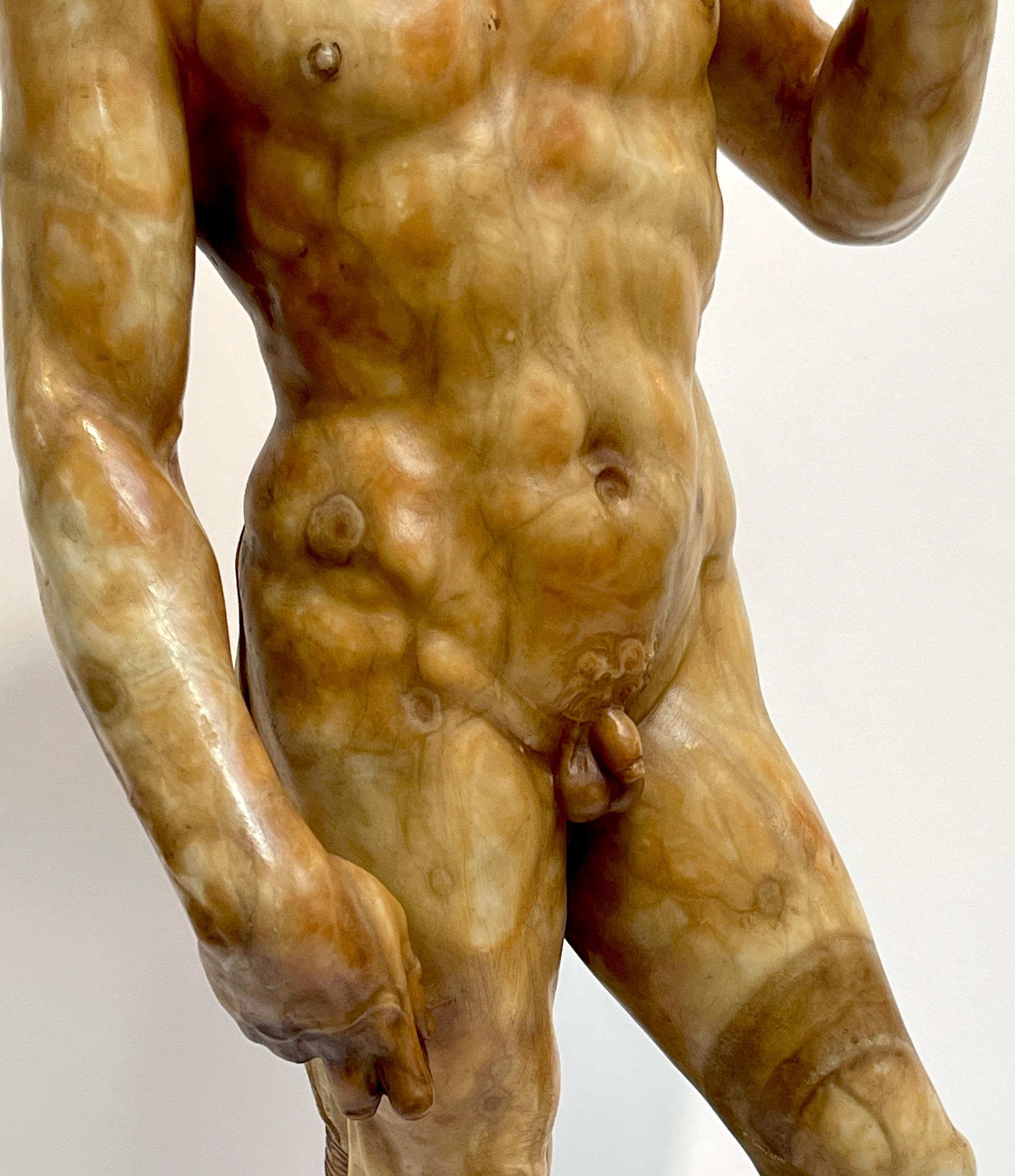 Grand Tour Tortoiseshell Quartz/Mable Sculpture of Michelangelo's David For Sale 2