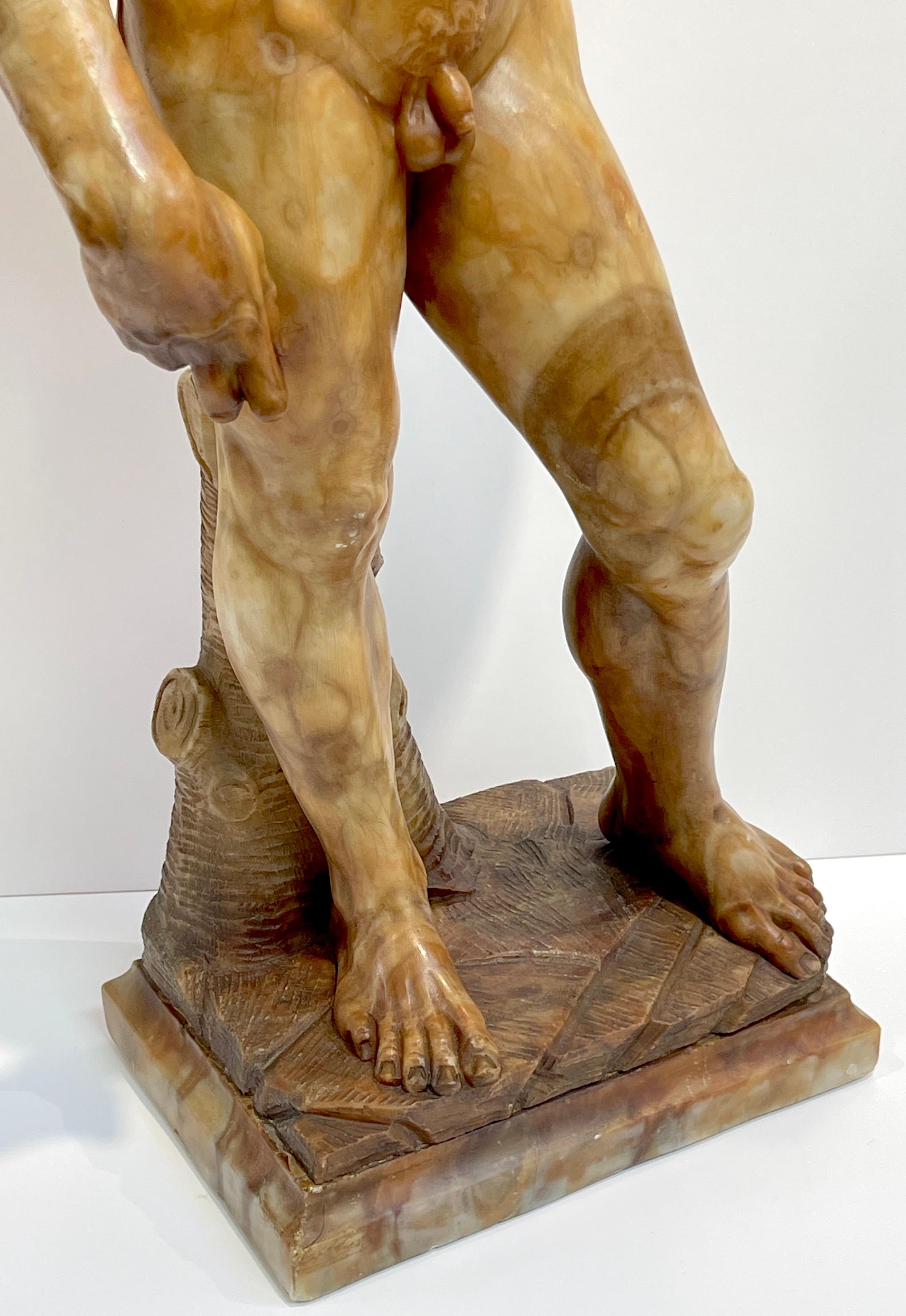 Grand Tour Tortoiseshell Quartz/Mable Sculpture of Michelangelo's David For Sale 3
