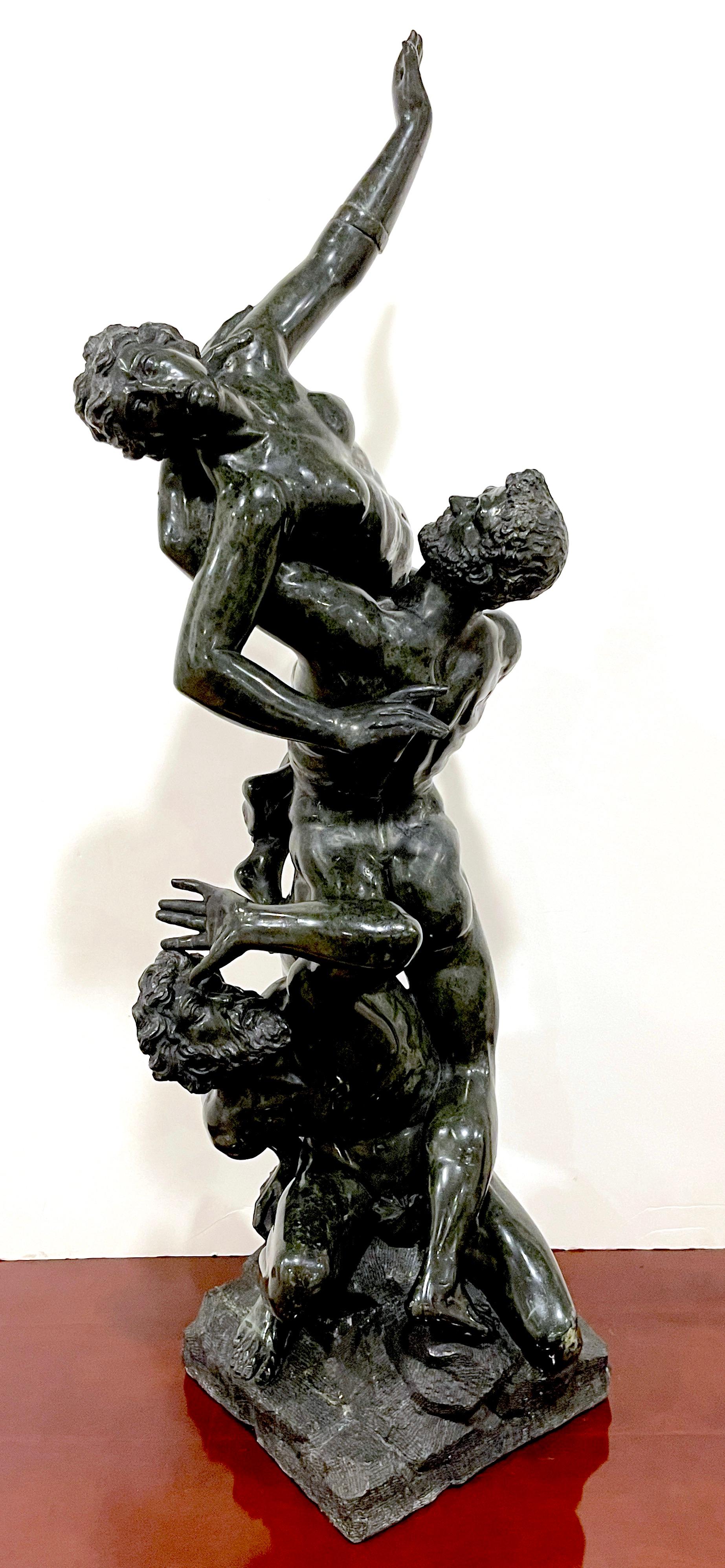 Grand Tour Verdigris Marble After Giambologna, The Abduction of a Sabine Woman' 
Italy, Mid- 19th century, Attributed to the workshops of Benedetto Boschetti. 

This rare opportunity to acquire an exceptional 19th century Grand Tour depiction of