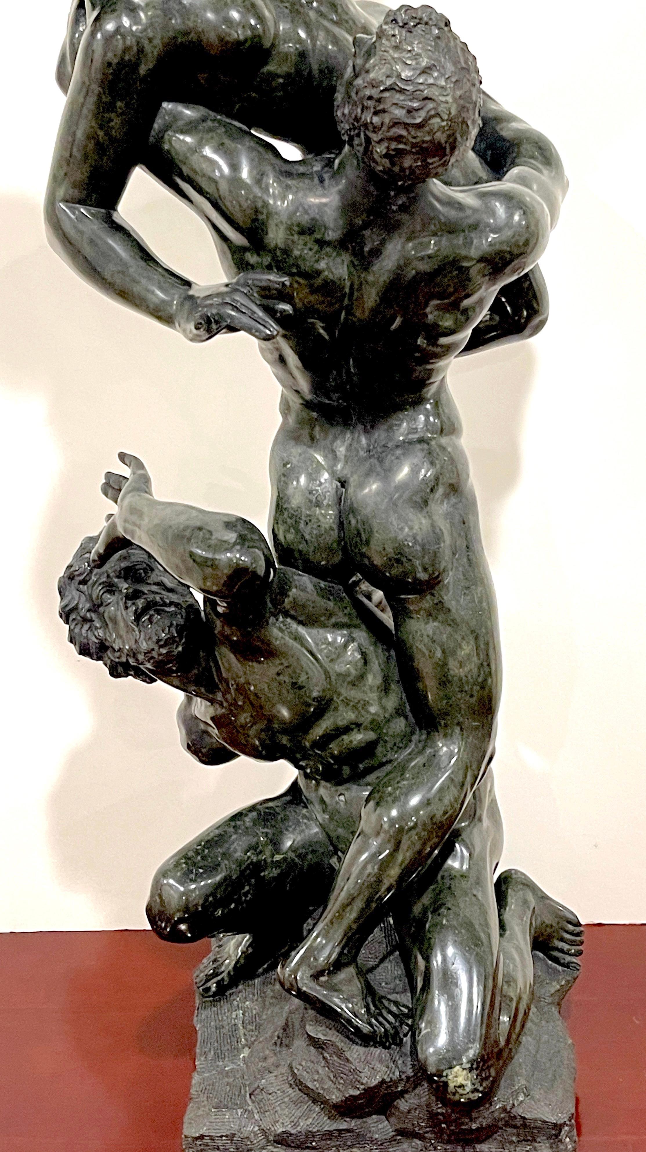 Hand-Carved Grand Tour Verdigris Marble After Giambologna, The Abduction of a Sabine Woman' For Sale