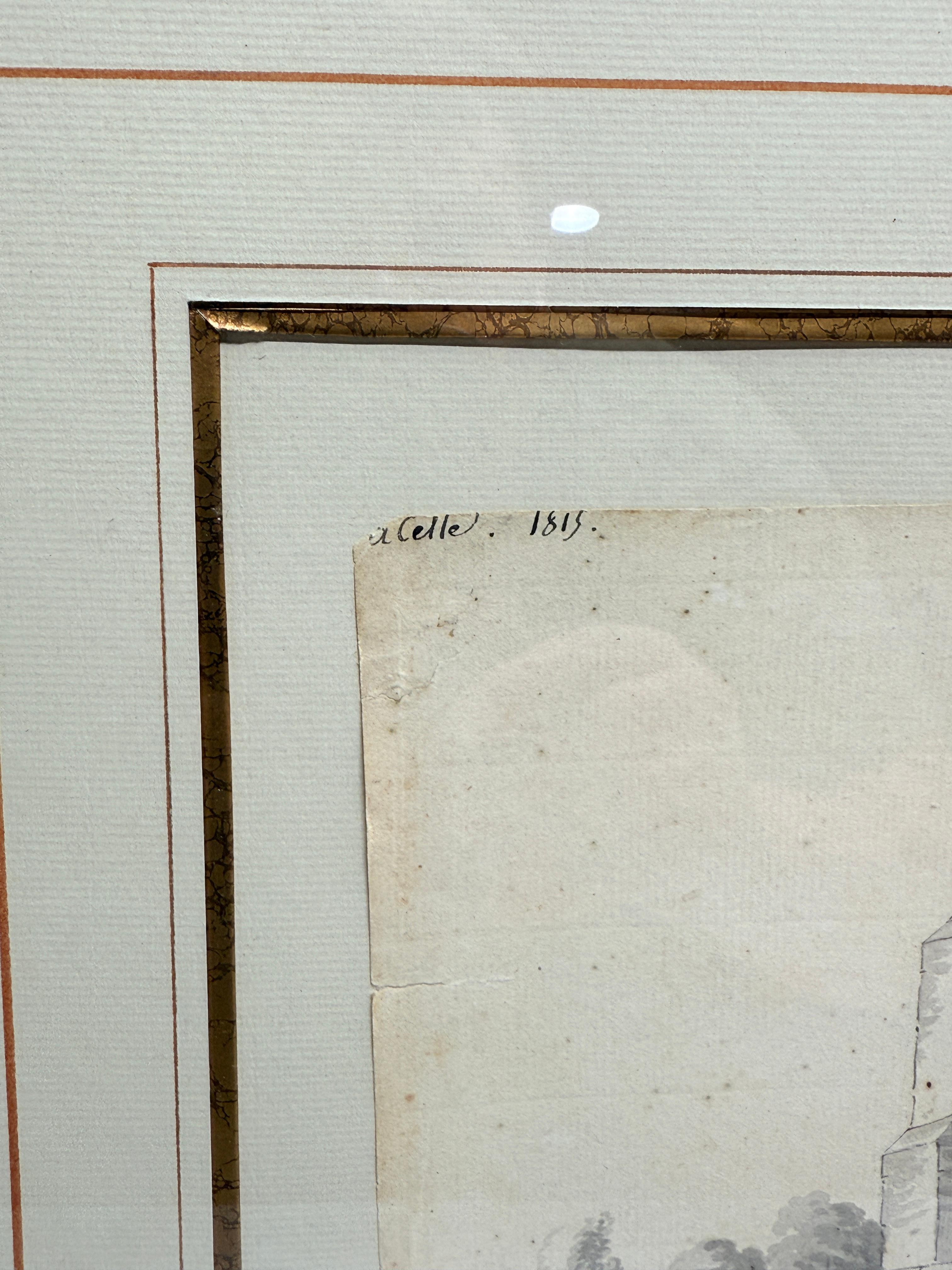 Français Aquarelle du Grand Tour représentant des ruines gothiques, attribuée à Charles-Joseph C.C. 1813 en vente