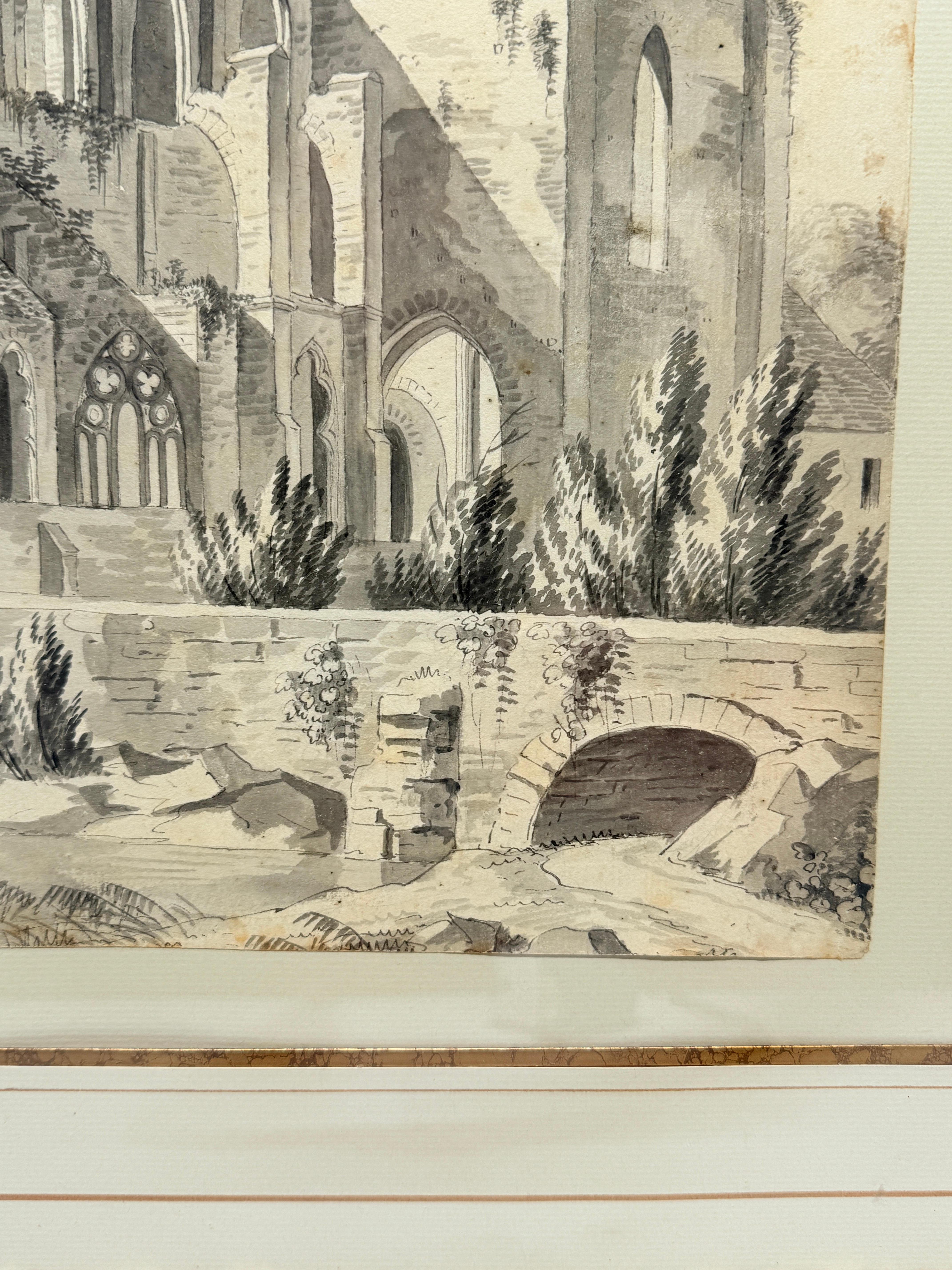 Aquarelle du Grand Tour représentant des ruines gothiques, attribuée à Charles-Joseph C.C. 1813 en vente 2