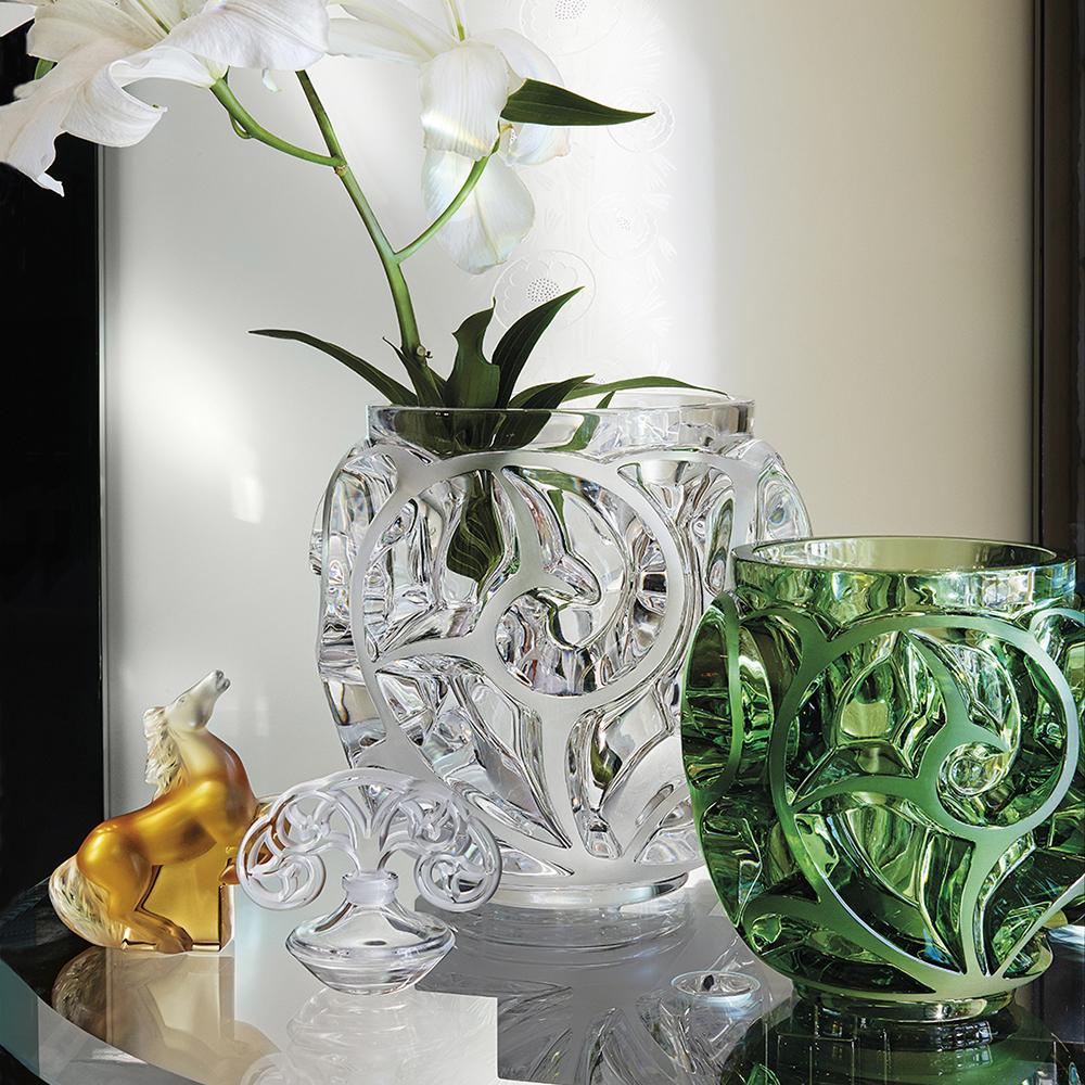 French Grand Tourbillons Vase in Crystal Glass by Lalique For Sale