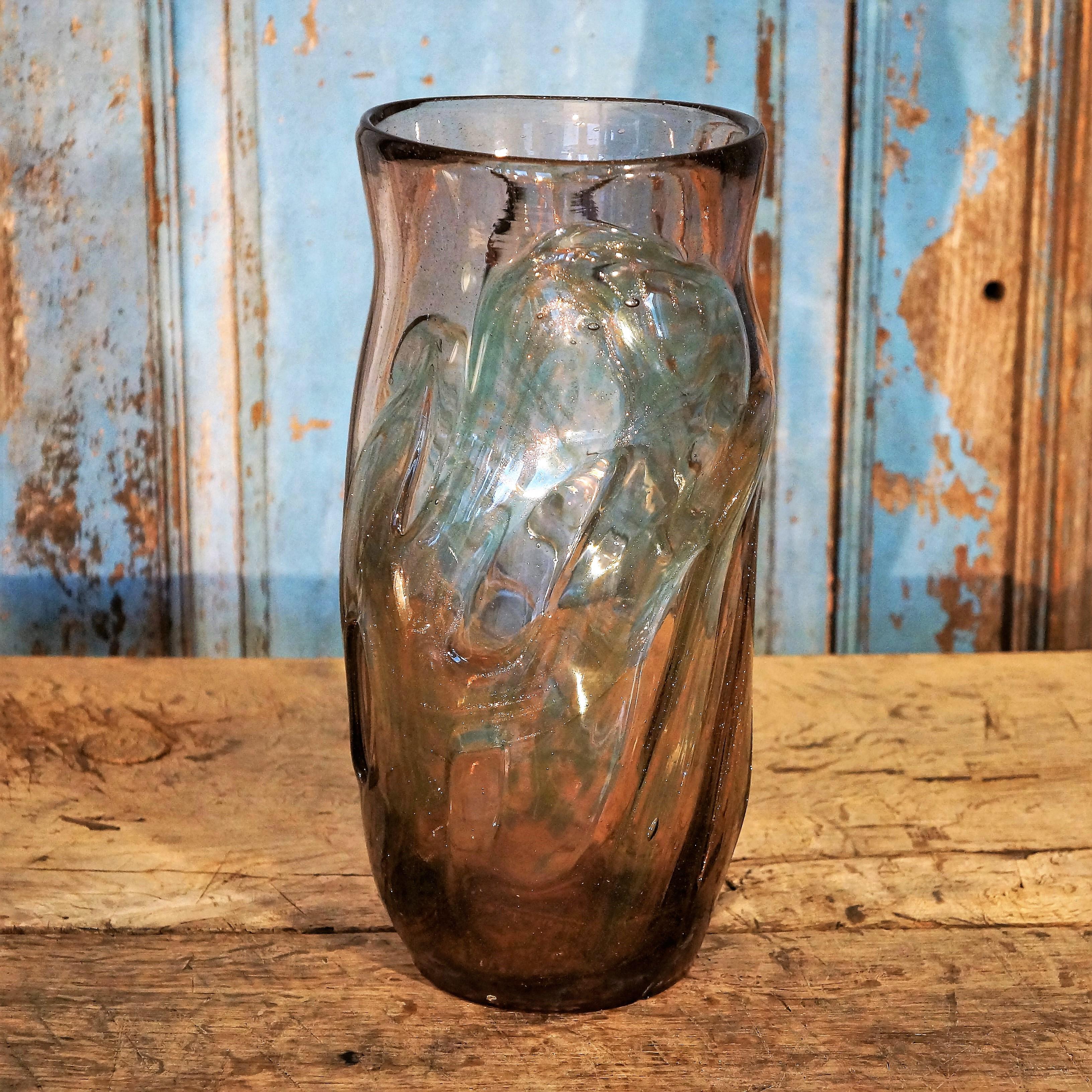 Grand Coloured Glass Vase, signed, Biot, France, Late 20th Century In Good Condition In Munich, DE
