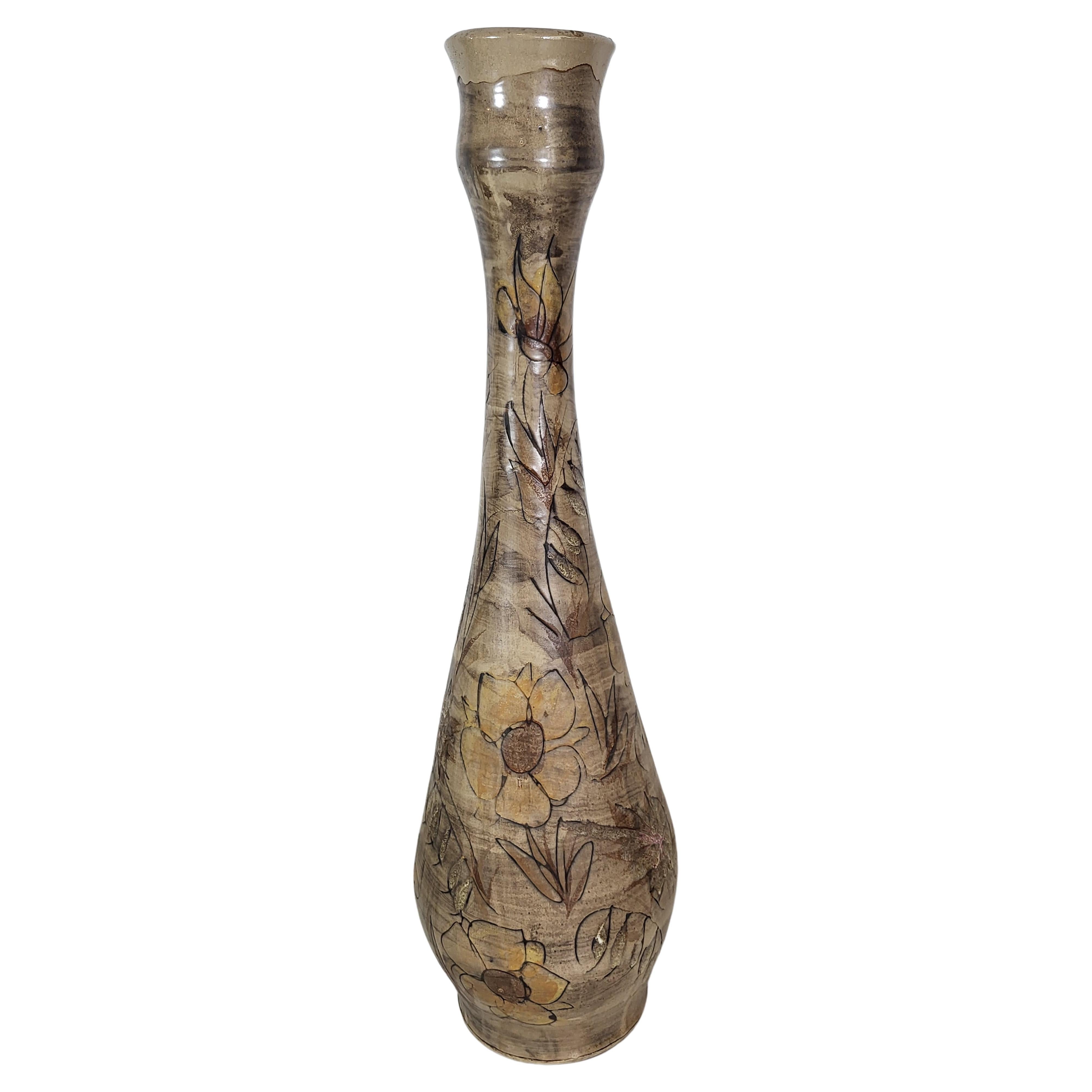 Große Vase La Roue en céramique Française Vallauris Côte d'Azur 1975 Jahrgang im Angebot