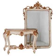 Grand Venetian Neo-Rococo Gilt Console and Mirror Set
