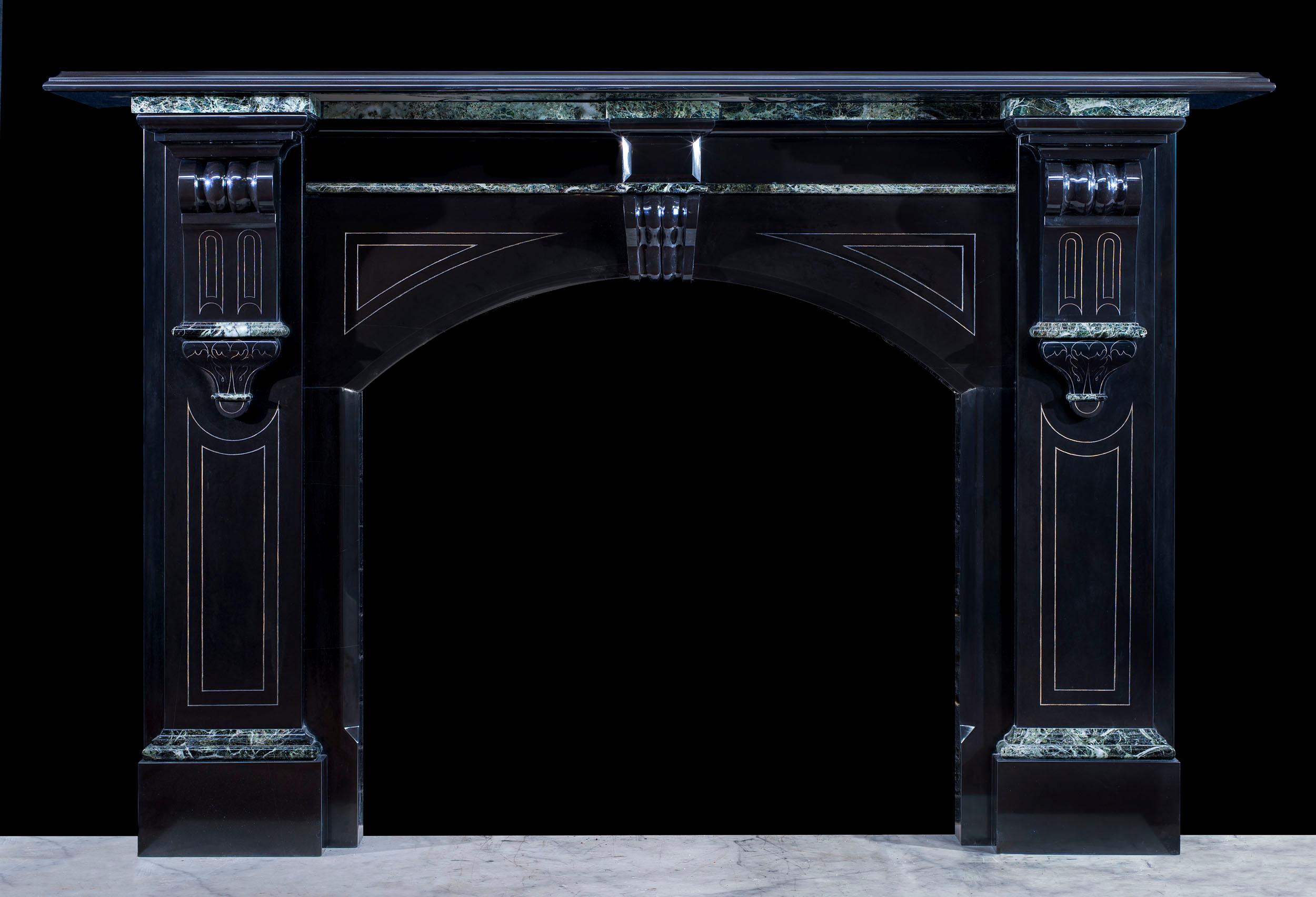 High Victorian Grand Victorian Black Marble Fireplace For Sale