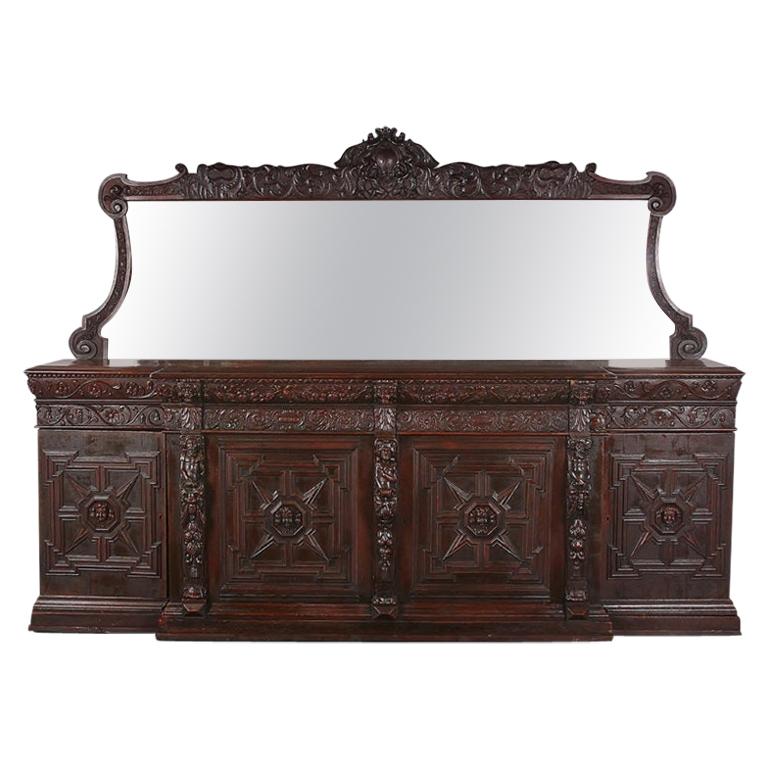 Grand Victorian Carved Oak MirroredBack Sideboard For Sale at 1stdibs