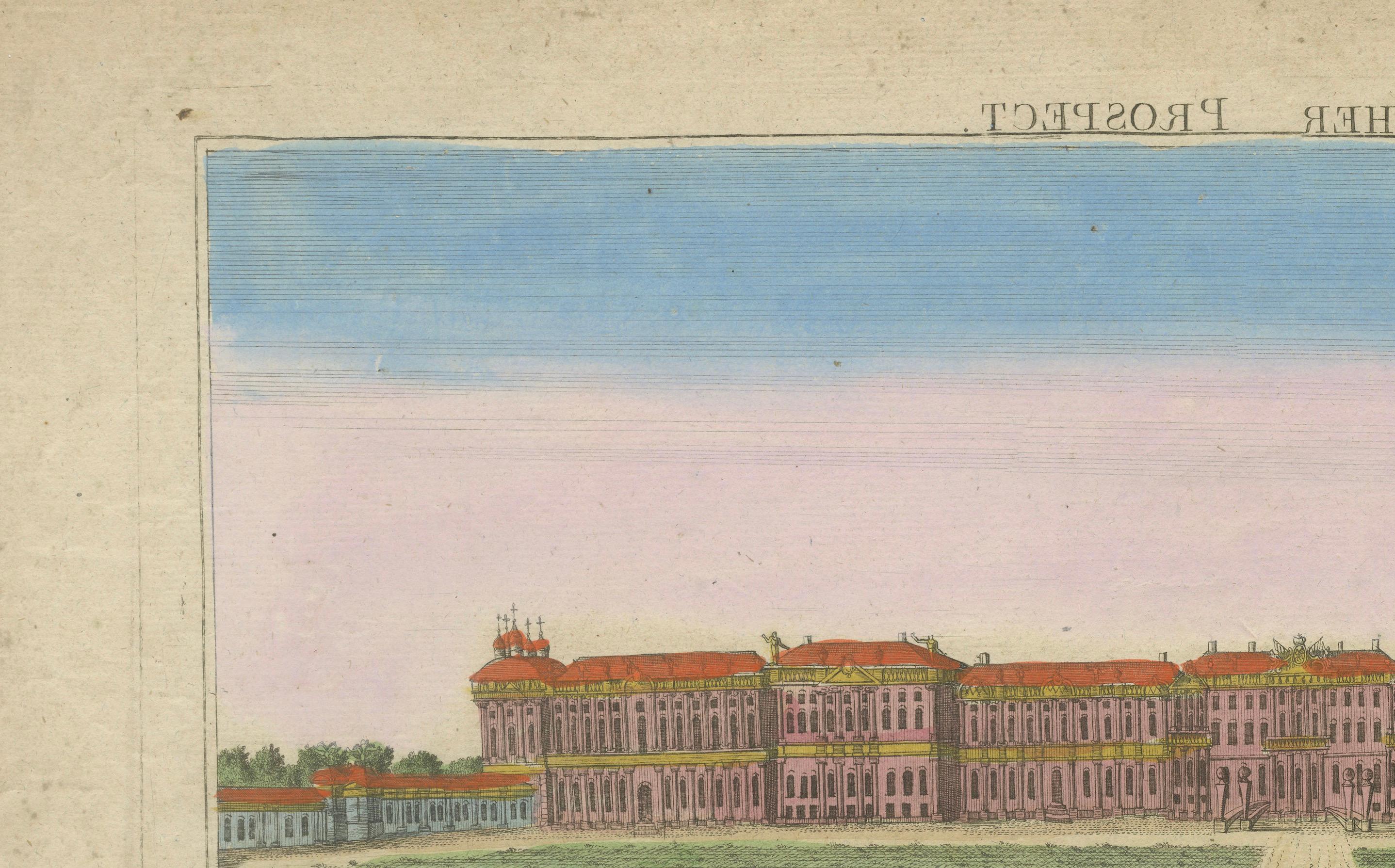 Grand View of Tsarskoye Selo Palace St. Petersburg - Optischer Druck um 1780 (Graviert) im Angebot