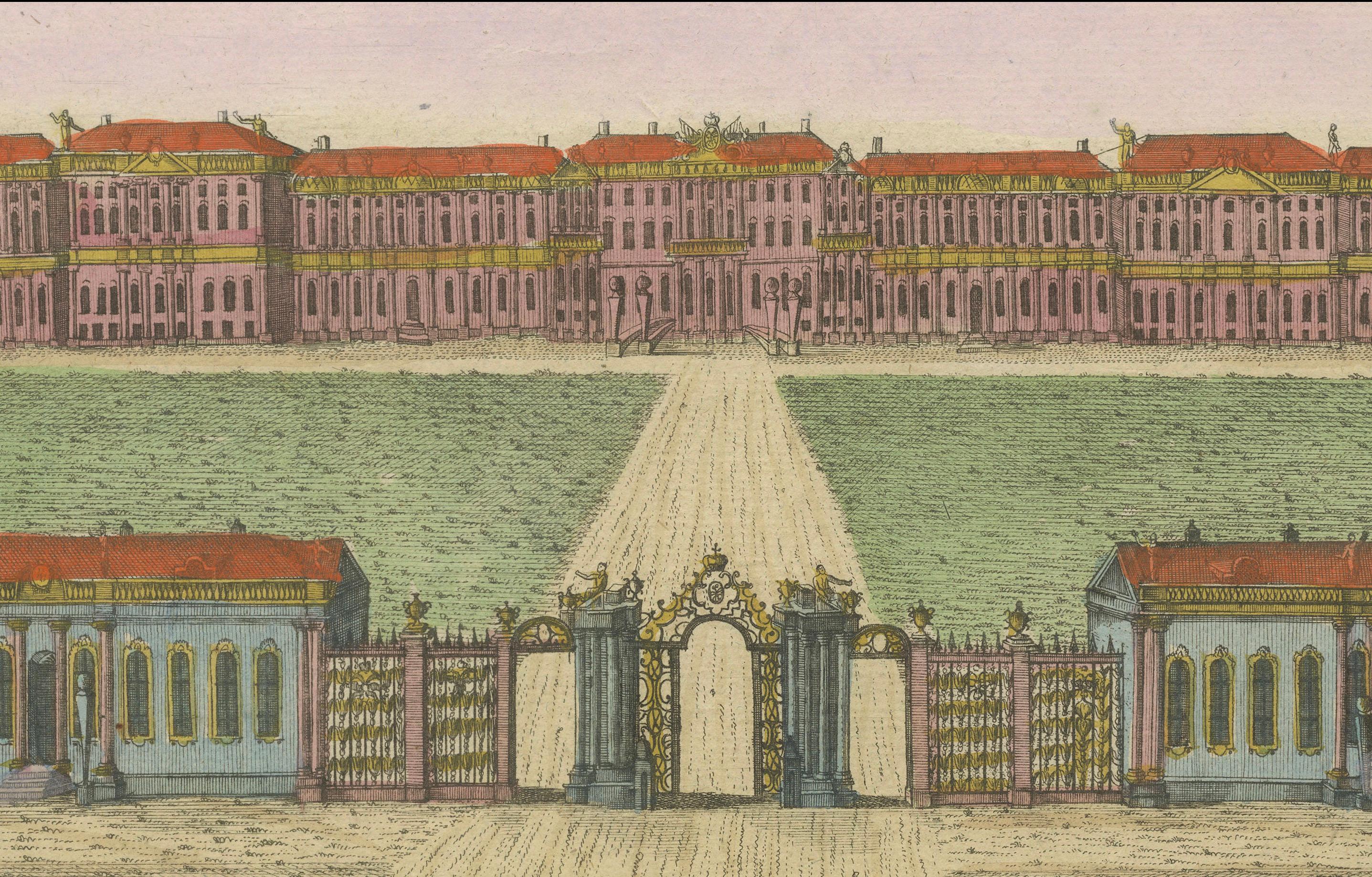 Grand View of Tsarskoye Selo Palace St. Petersburg - Optischer Druck um 1780 (Papier) im Angebot