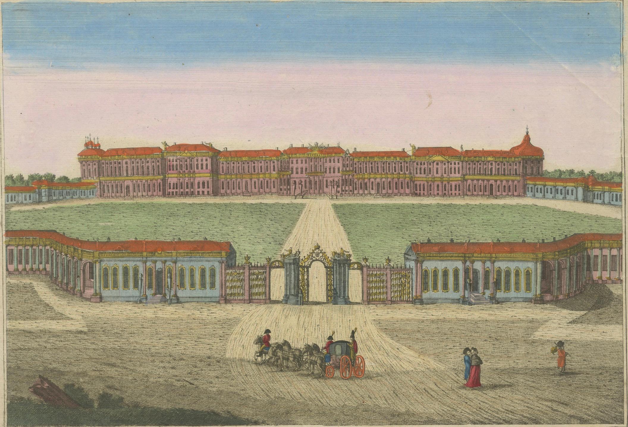 Grand View of Tsarskoye Selo Palace St. Petersburg - Optischer Druck um 1780 im Angebot 1
