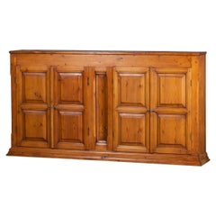 Grand Vintage French Solid Pine Buffet Credenza Cabinet, circa 1930