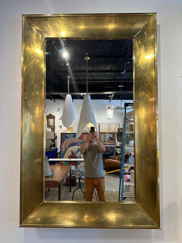 Grand Vintage Italian Brass Framed Mirror For Sale at 1stDibs — free download
