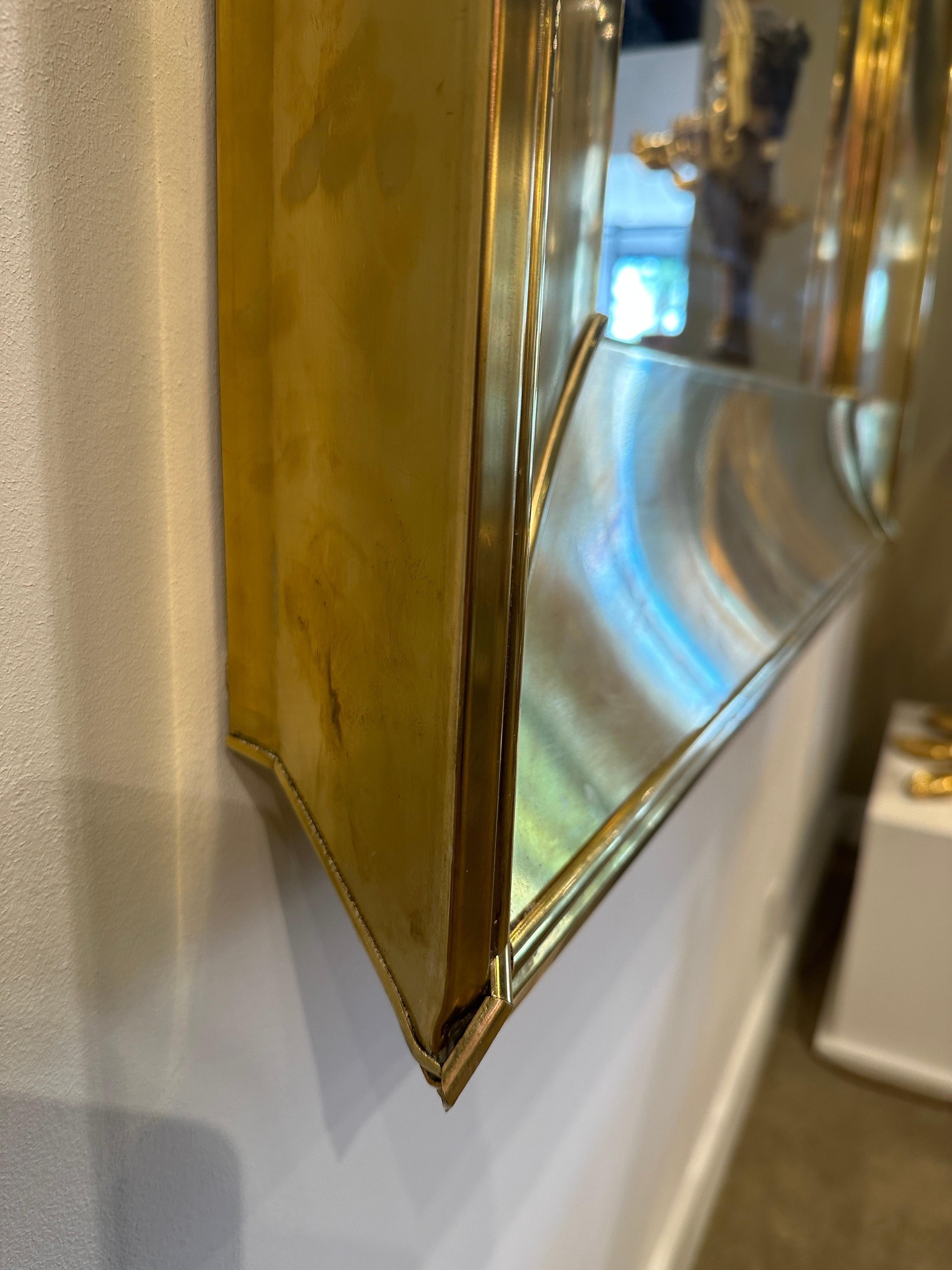 Mid-20th Century Grand Vintage Italian Brass Framed Mirror For Sale
