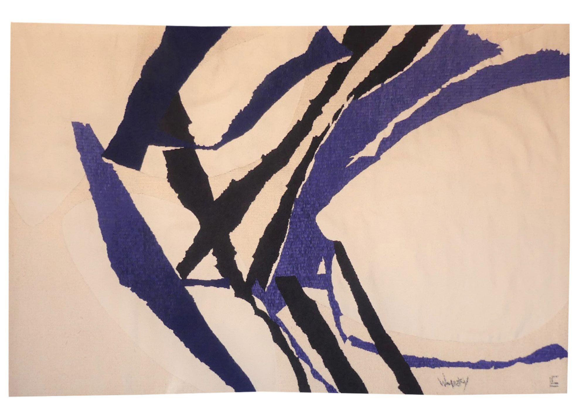 Roger Wogensky
“Grand Vol Bleu”. Aubusson tapestry woven by Atelier Legoueix. Wool. 
Edition EA1.
France, 1973.
283 x 190 cm