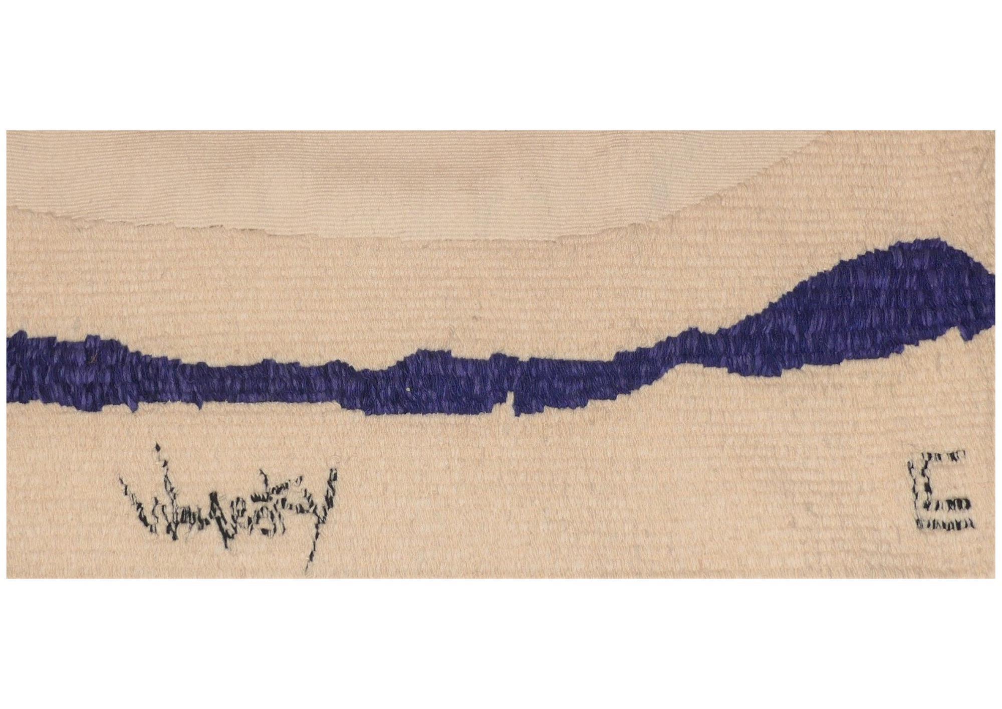 Wool “Grand Vol Bleu” by Roger Wogensky - Aubusson tapestry - France 1973 For Sale