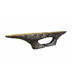 Brutalist Style Console Table Ft. Textured Gold Leaf Top
