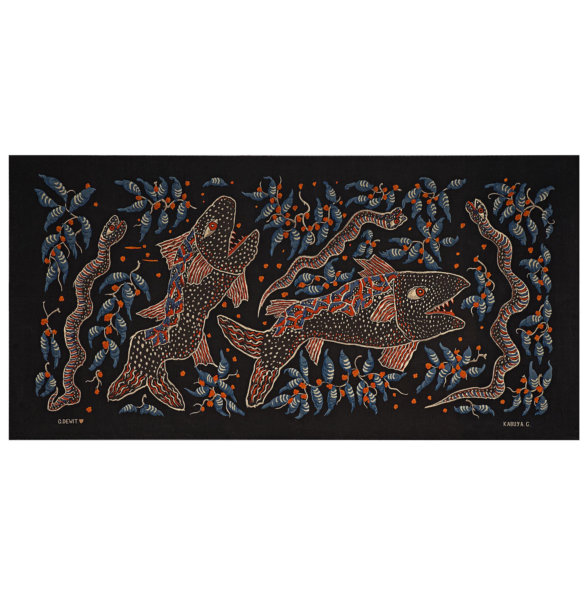 Großer Wandteppich von Celestin Kabuya und G. de Wit (Moderne der Mitte des Jahrhunderts)