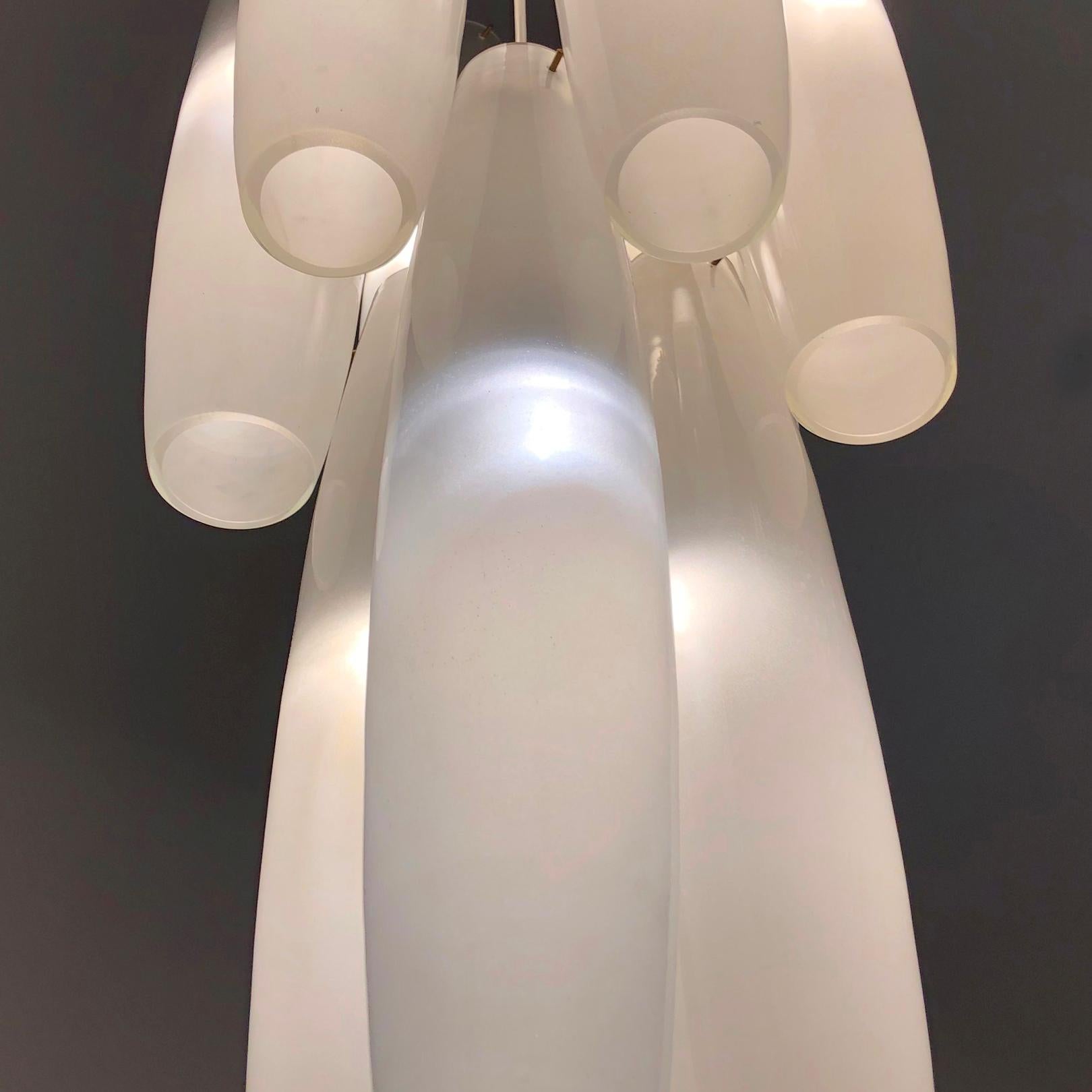 Mid-20th Century Grand White Murano Glass Chandalier Attributed to Alessandro Pianon, Italy 1960s For Sale