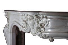 Grand White Statuary Marble Antique Fireplace Surround