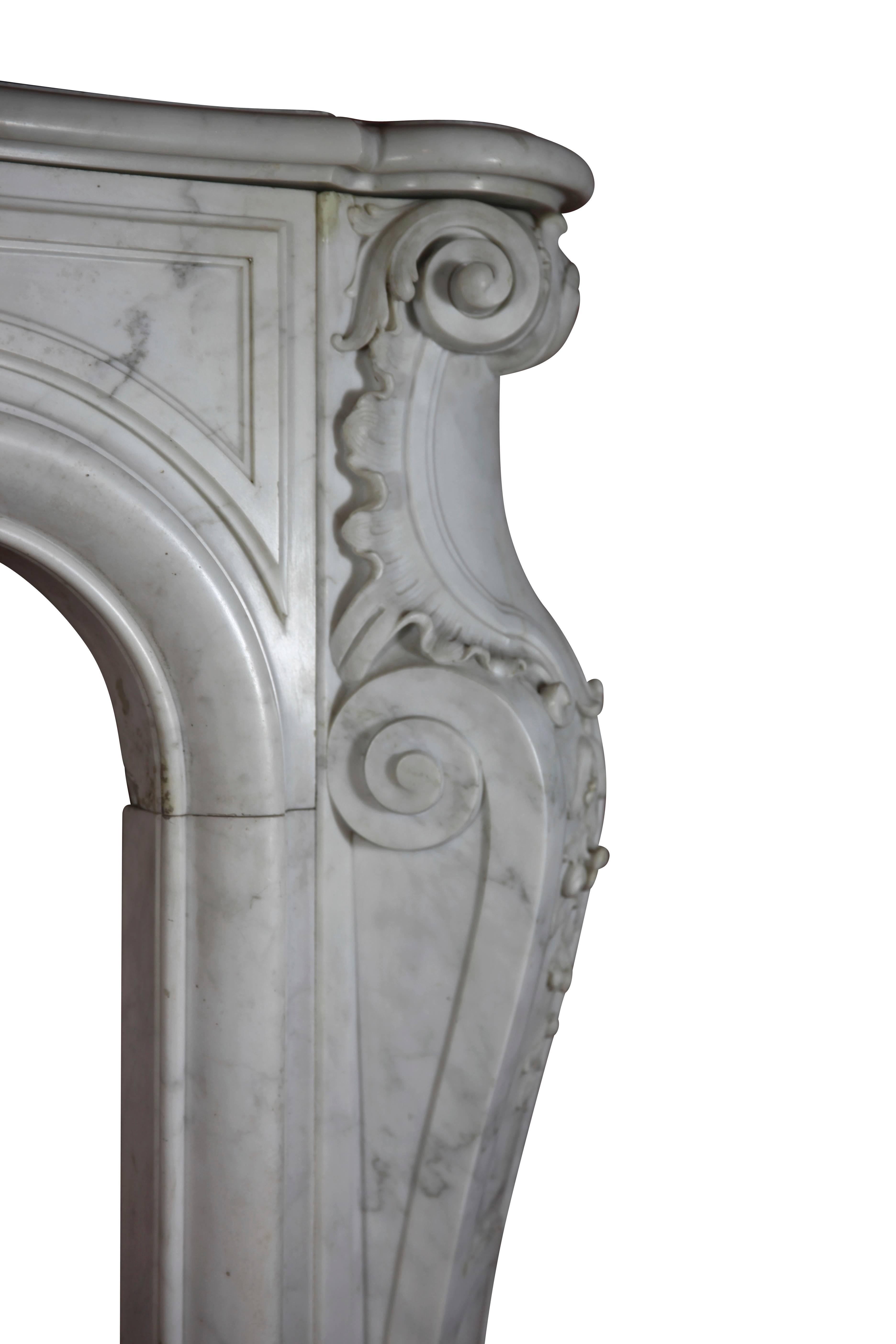 French Grand White Statuary Marble Antique Fireplace Surround For Sale