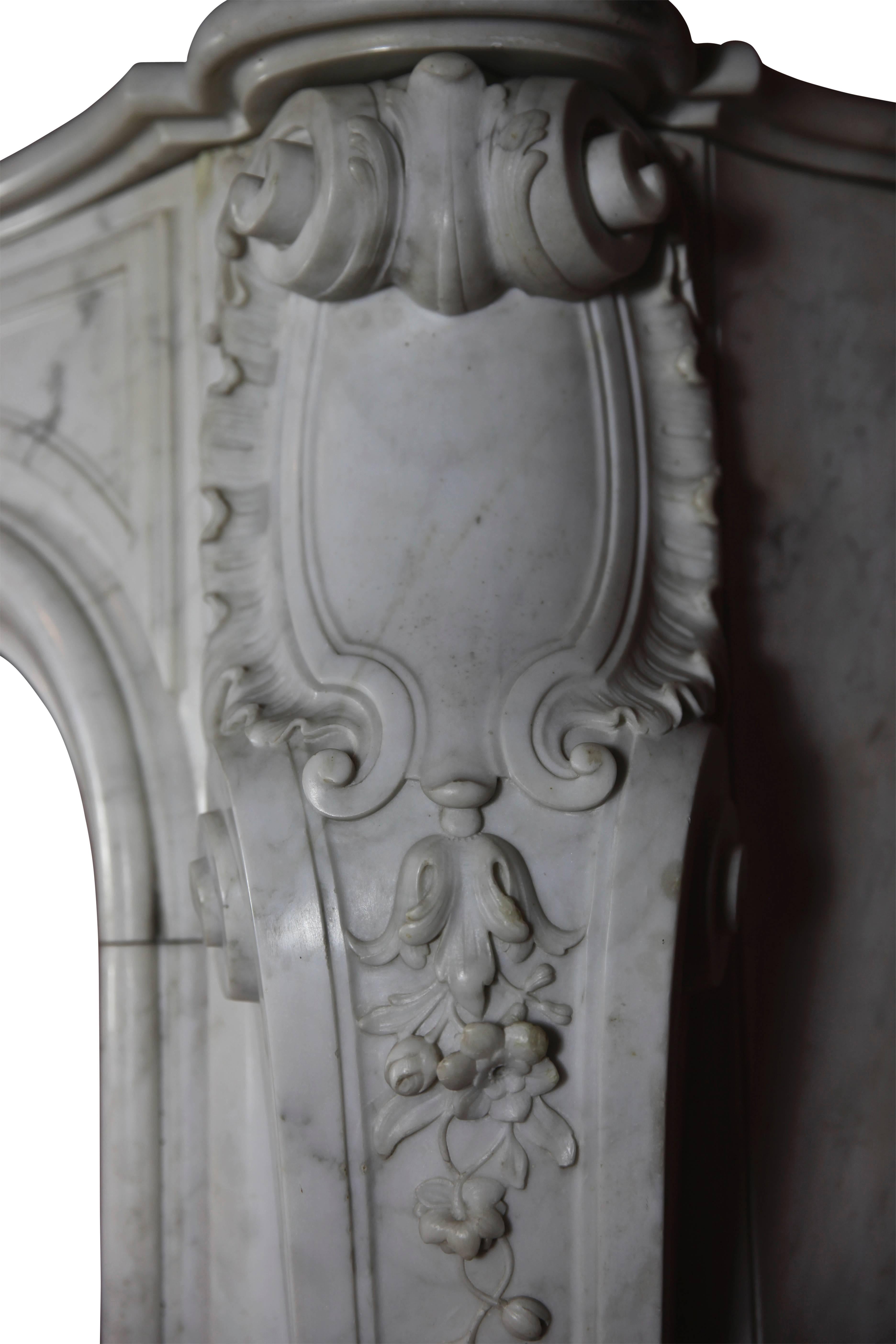 18th Century and Earlier Grand White Statuary Marble Antique Fireplace Surround For Sale
