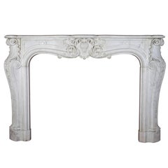 Grand White Statuary Marble Used Fireplace Surround