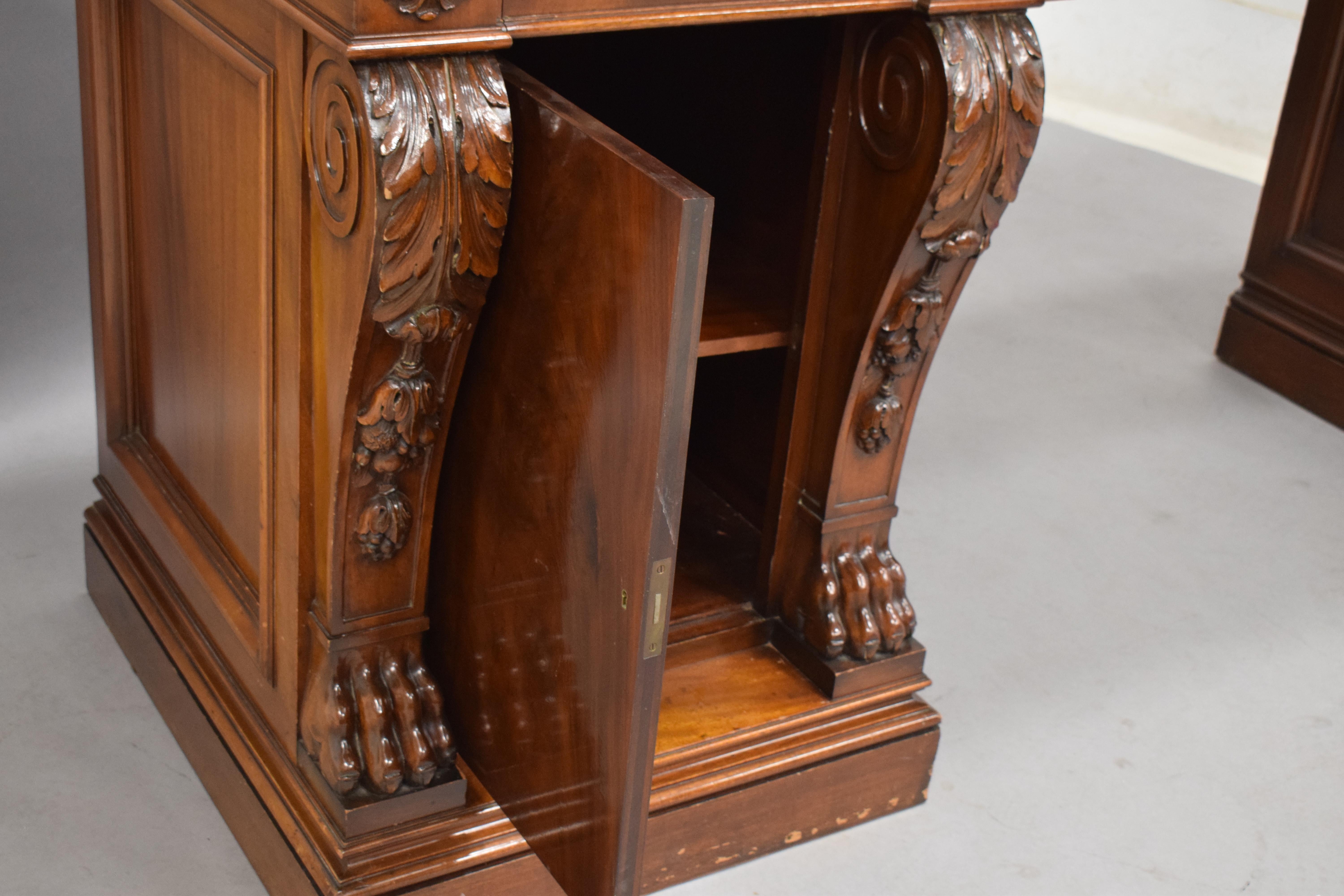 Grand William IV Carved Mahogany Sideboard or Desk For Sale 9
