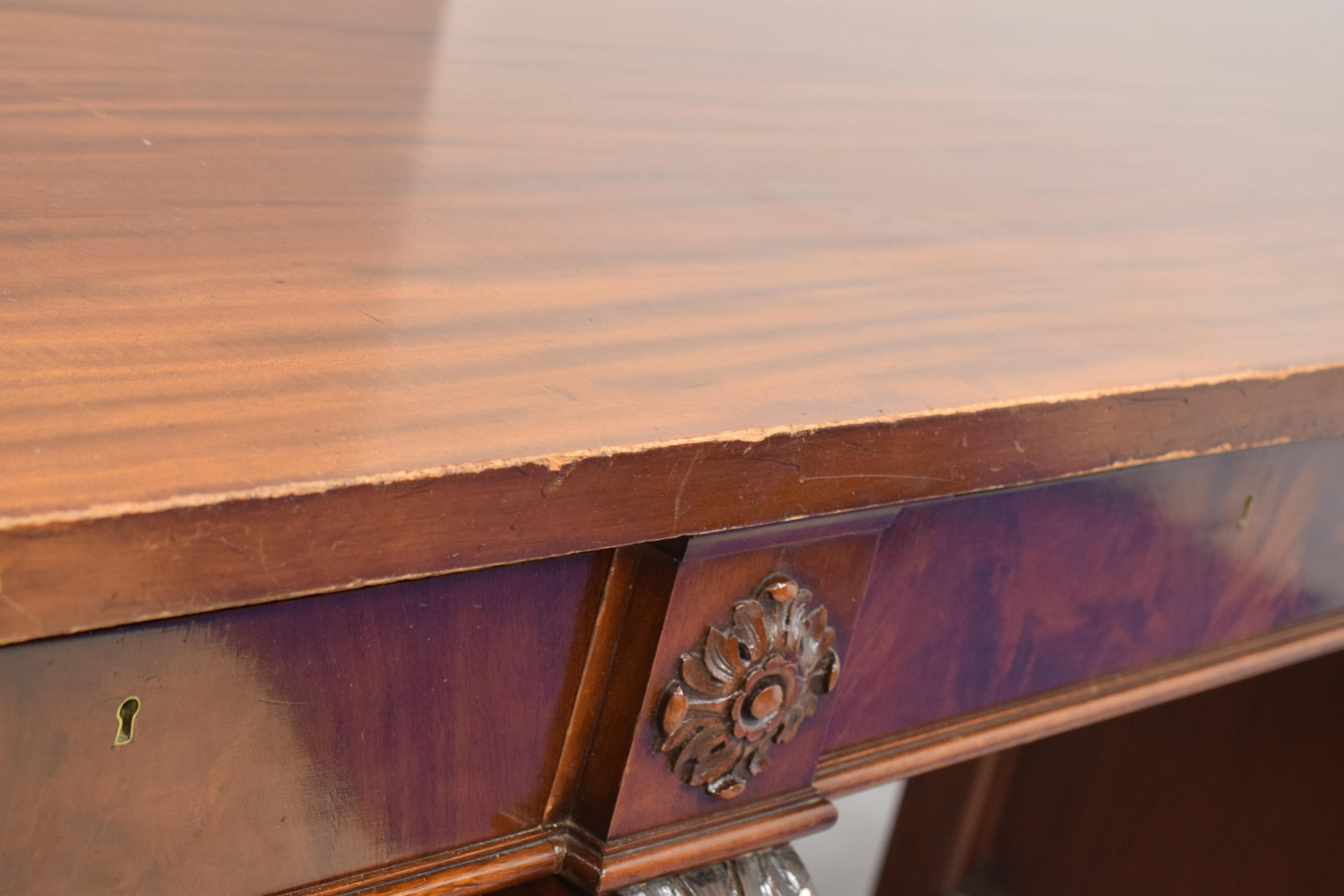 Grand William IV Carved Mahogany Sideboard or Desk For Sale 1