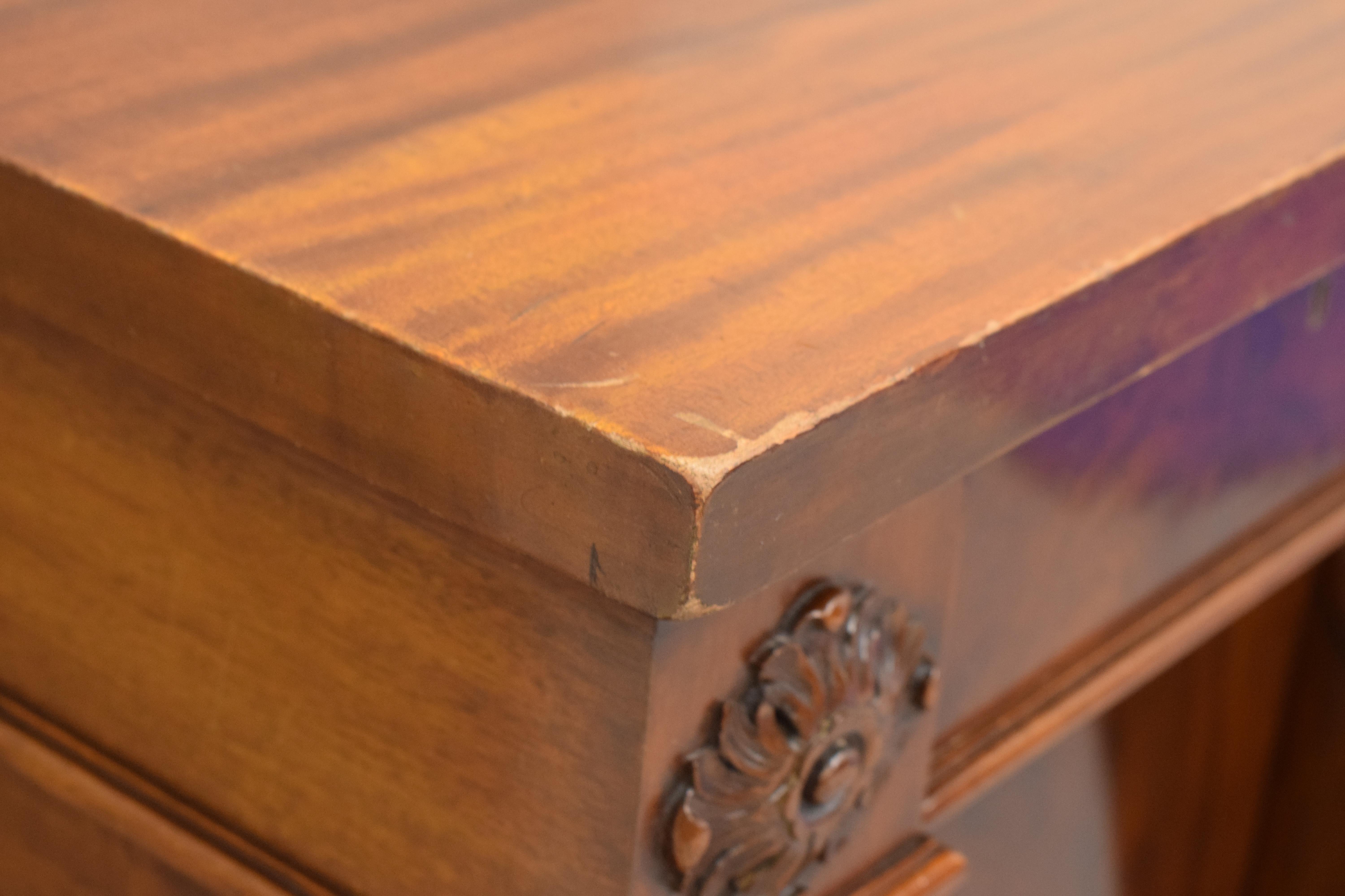 Grand William IV Carved Mahogany Sideboard or Desk For Sale 2