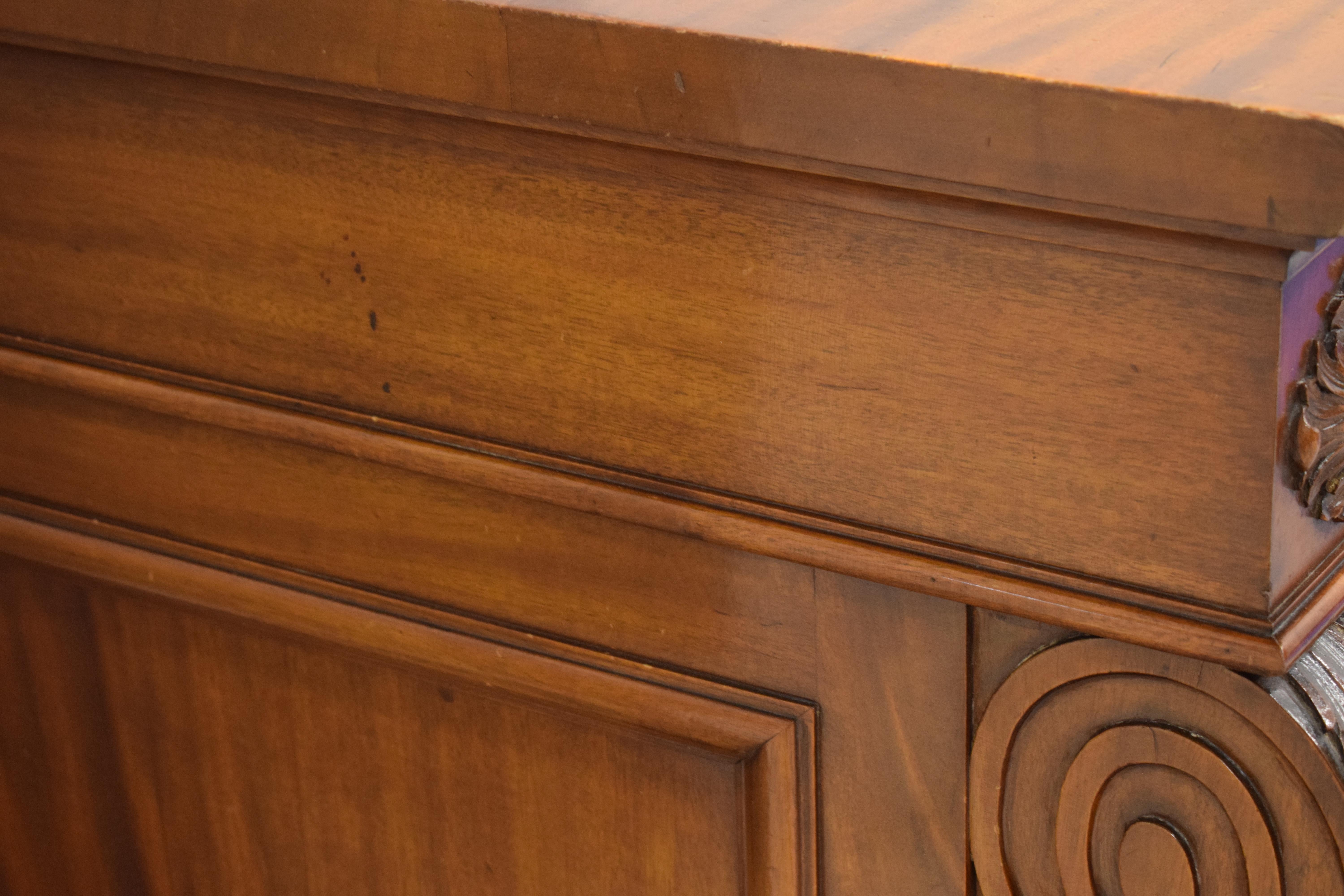 Grand William IV Carved Mahogany Sideboard or Desk For Sale 4