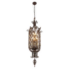 Grand Wrought Bronze Spanish Revival Pendant Light