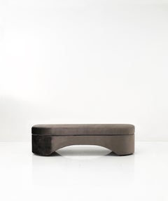 Contemporary Grande 150 Grey Silk Velvet Upholstery Bench by Casa Casati