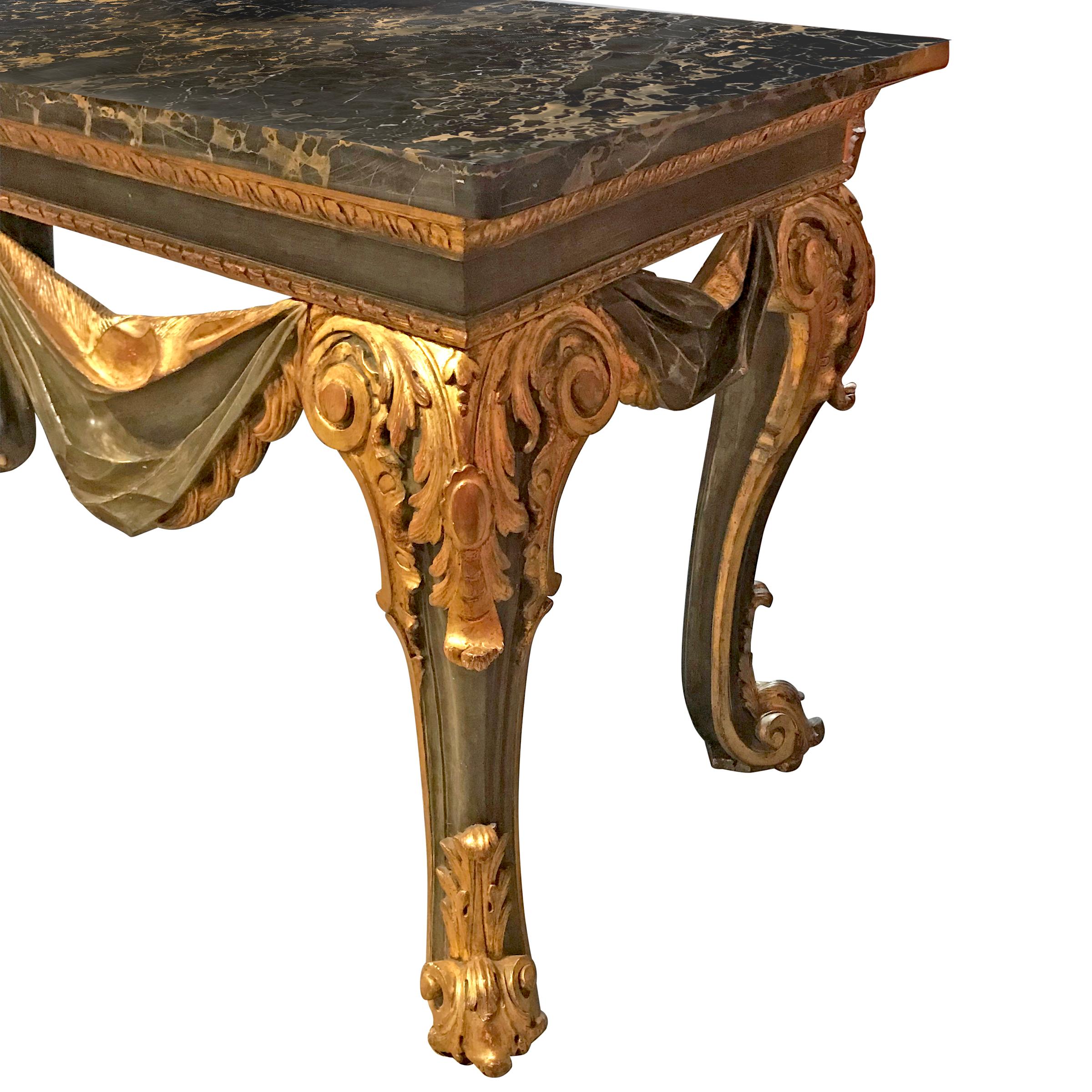 Baroque Grande 19th Century Italian Marble-Top Console Table