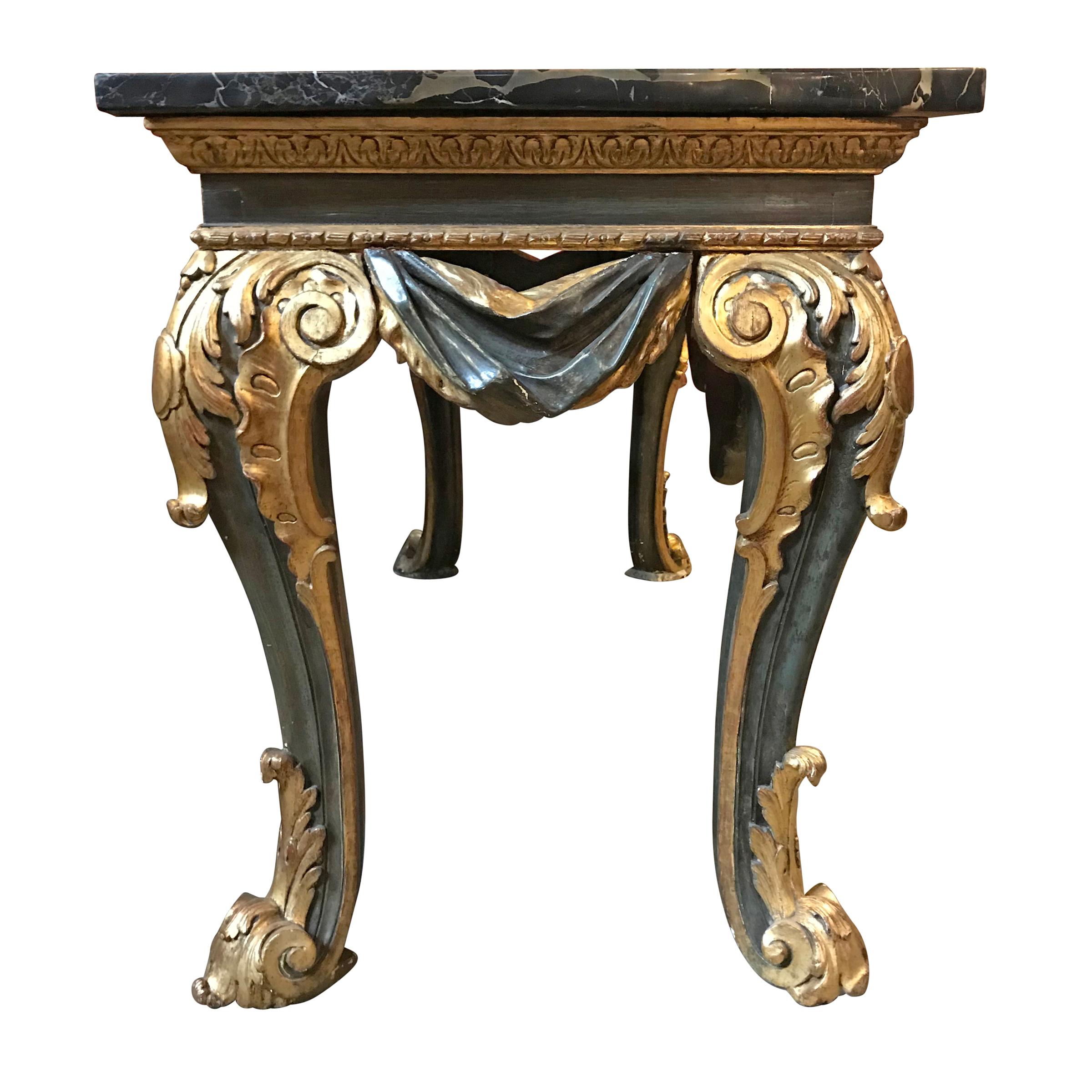 Painted Grande 19th Century Italian Marble-Top Console Table