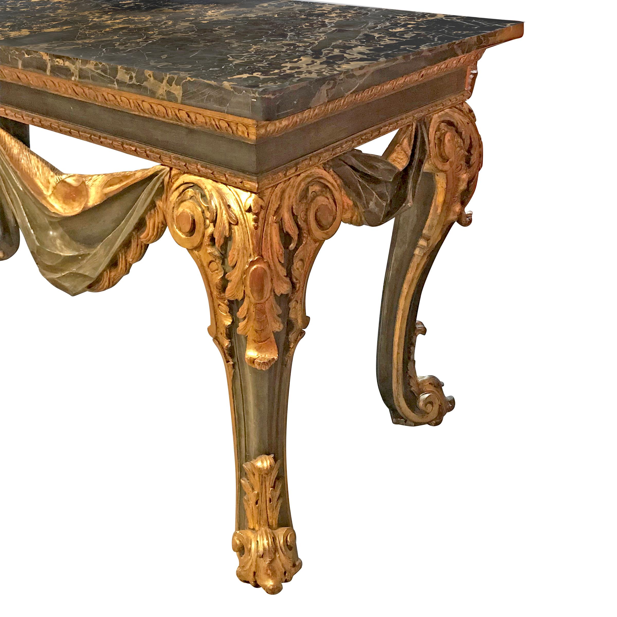 Carved Grande 19th Century Italian Marble-Top Console Table For Sale