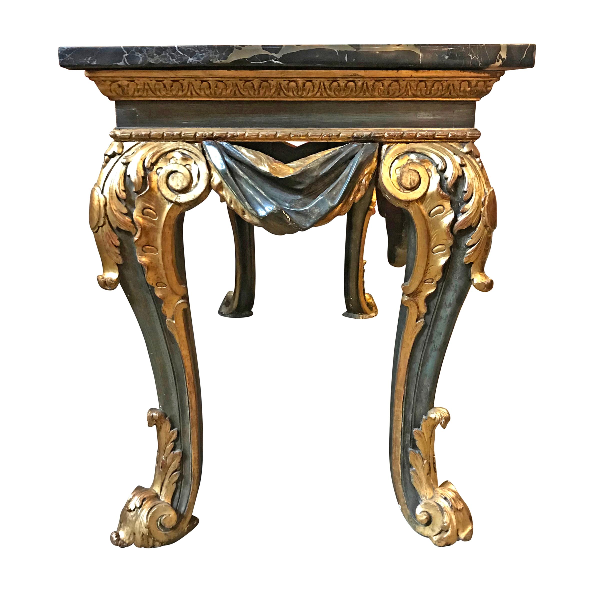 Grande table console italienne du 19ème siècle à plateau en marbre Bon état - En vente à Chicago, IL