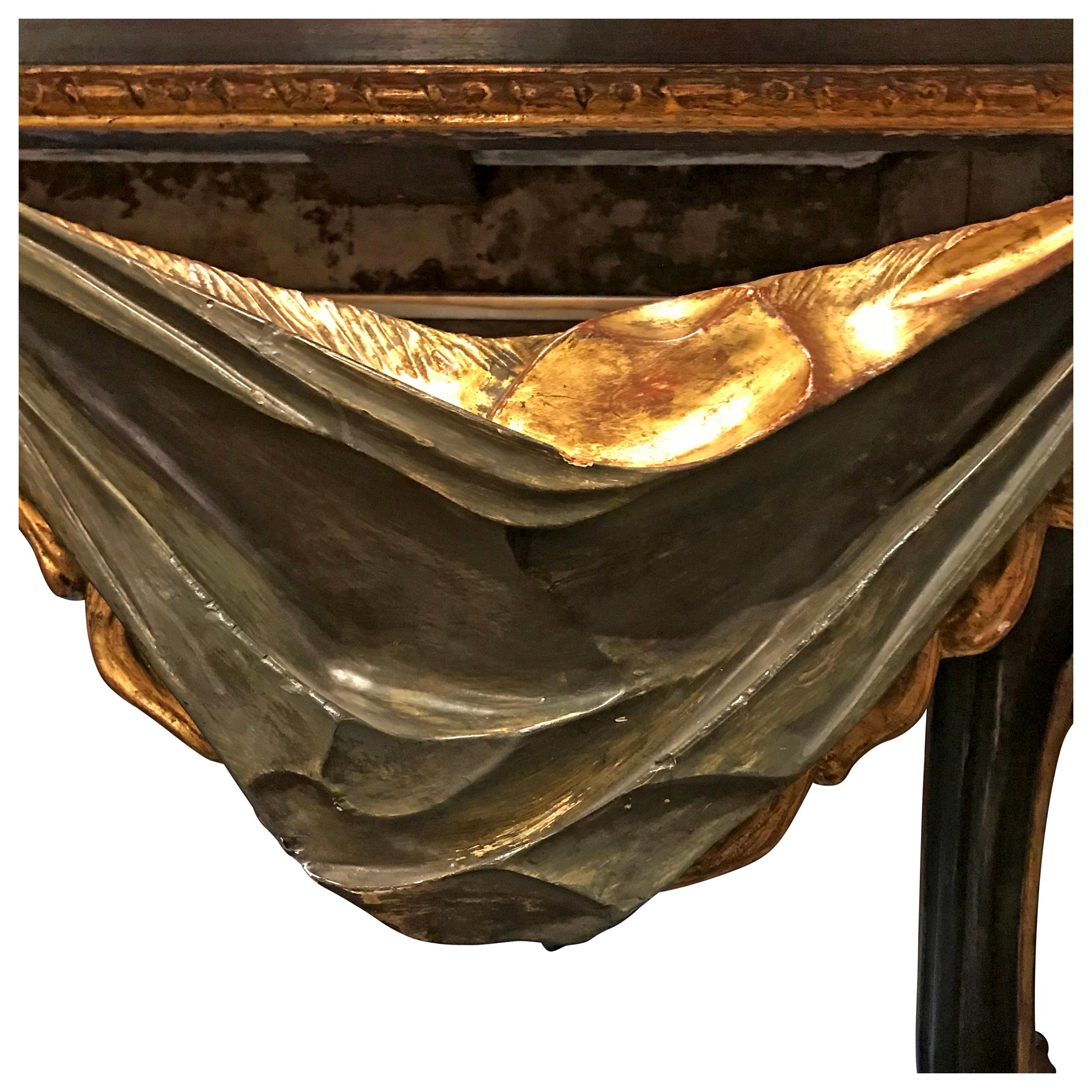 Grande table console italienne du 19ème siècle à plateau en marbre en vente 2