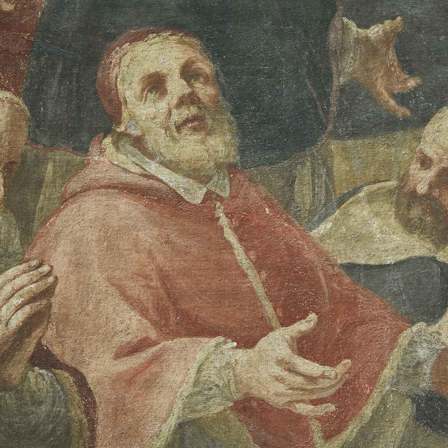 Barocco Grande Affresco Italiano Inizio 1700 Padri Domenicani di Francesco Malcotto in vendita