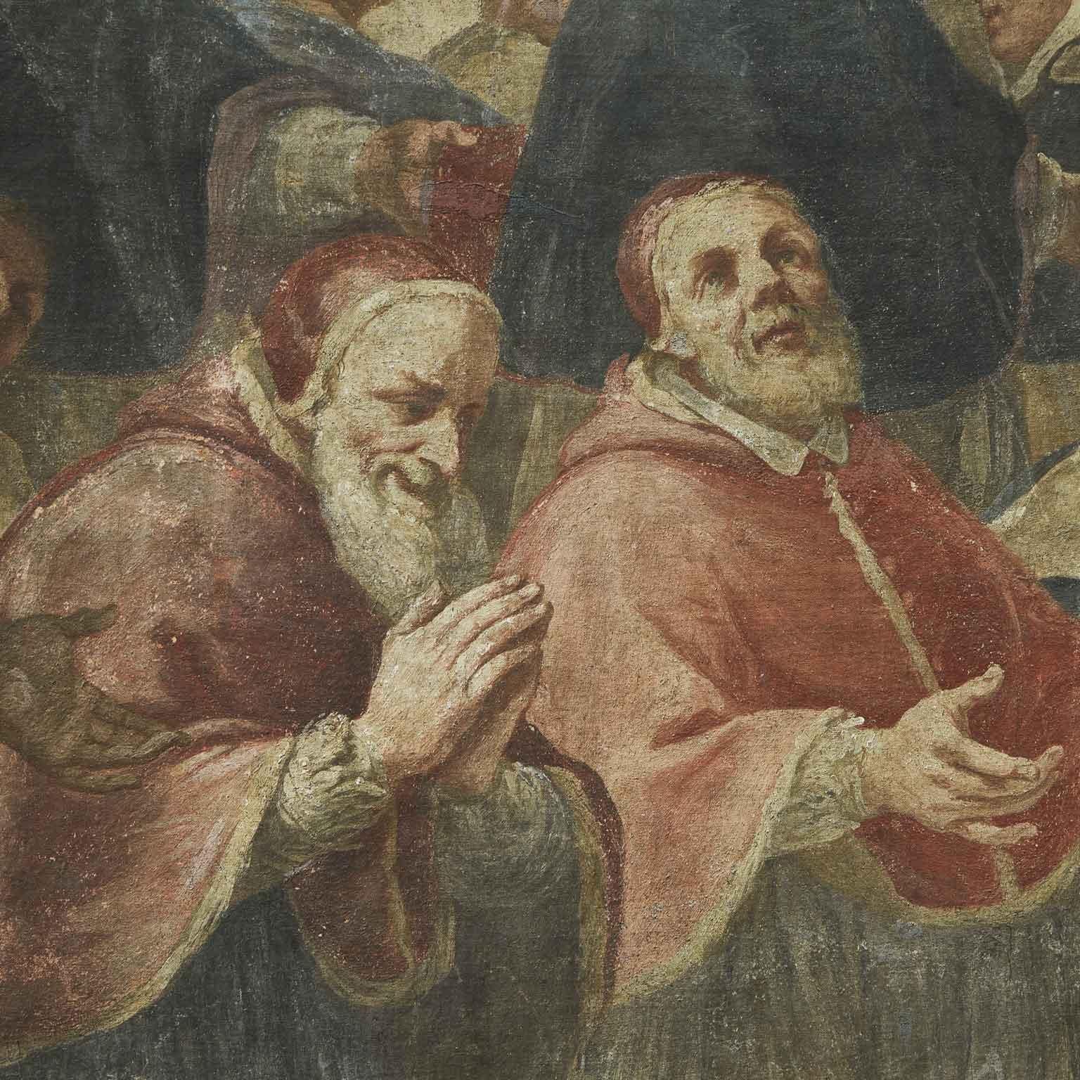 18th Century Grande Affresco Italiano Inizio 1700 Padri Domenicani di Francesco Malcotto in vendita