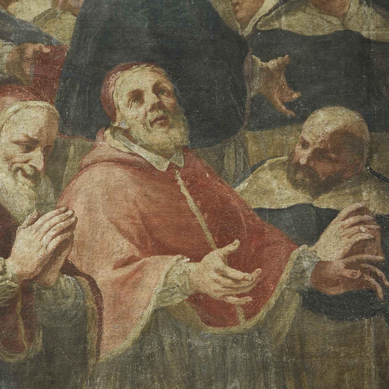 Tela Grande Affresco Italiano Inizio 1700 Padri Domenicani di Francesco Malcotto in vendita