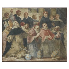 Gran fresco italiano de los Padres Dominicos de principios del siglo XVIII por Francesco Malcotto