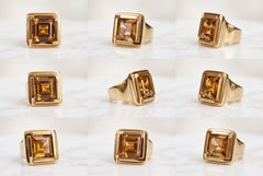 Large Geometric Citrine Ring in 18K Yellow Gold